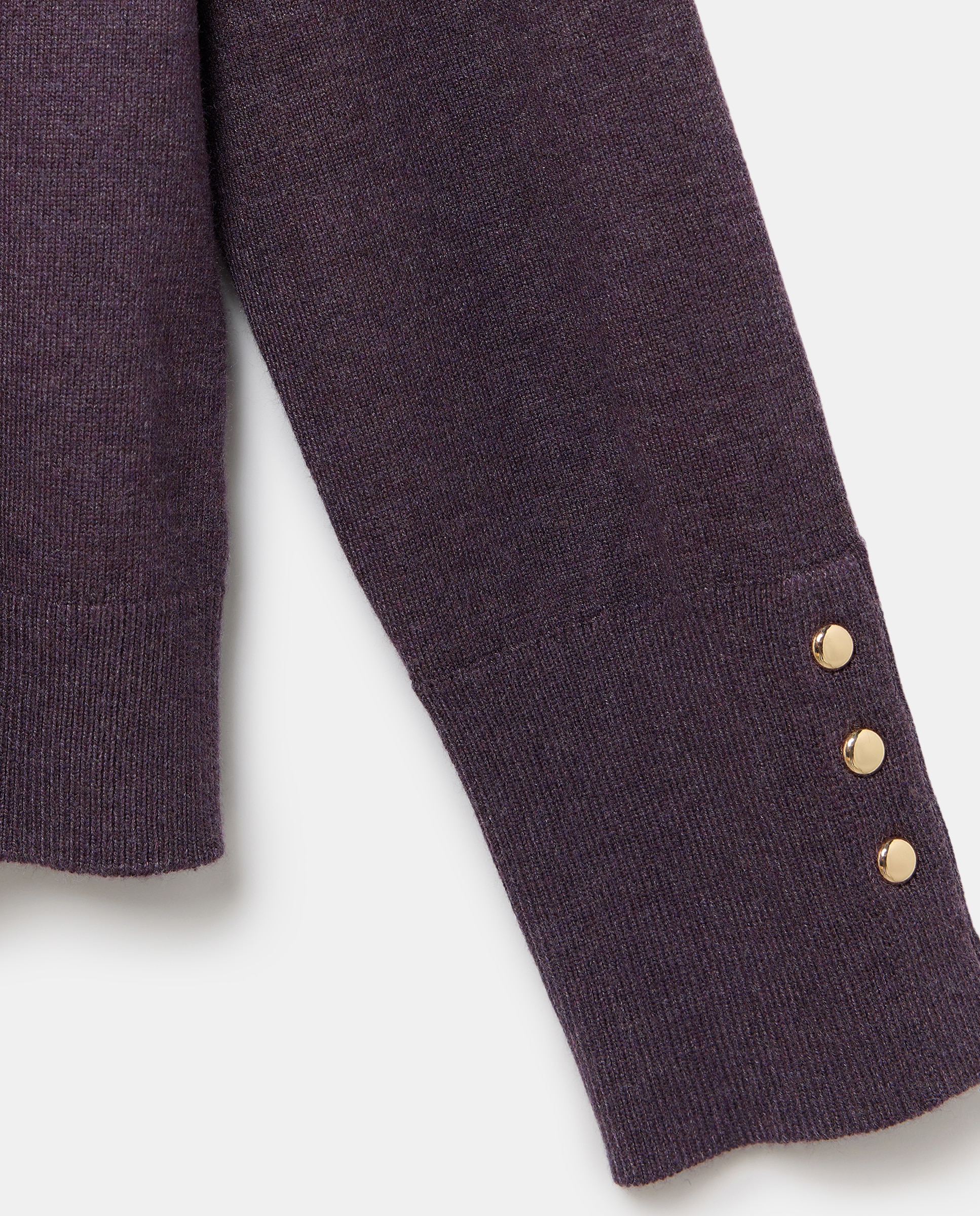 Camisola de Malha Básica com Decote Redondo Roxo-5