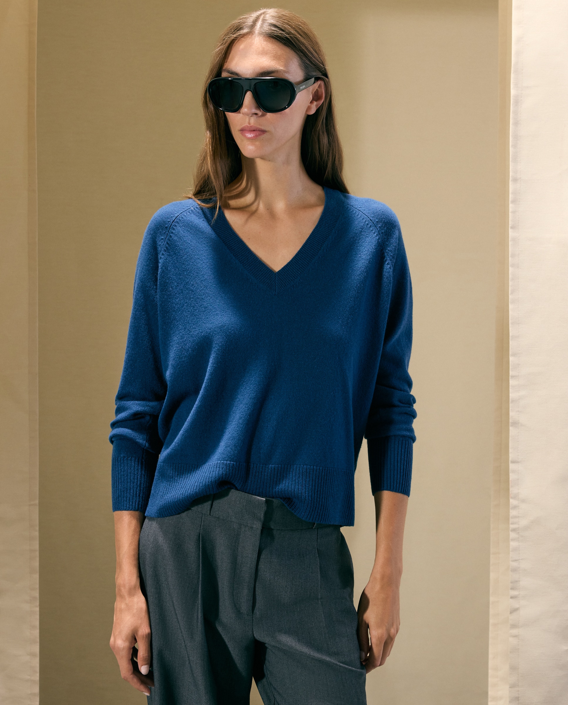 Jersey básico de mujer con lana cashmere - Woman El Corte Inglés - Azul oscuro Azul oscuro-1