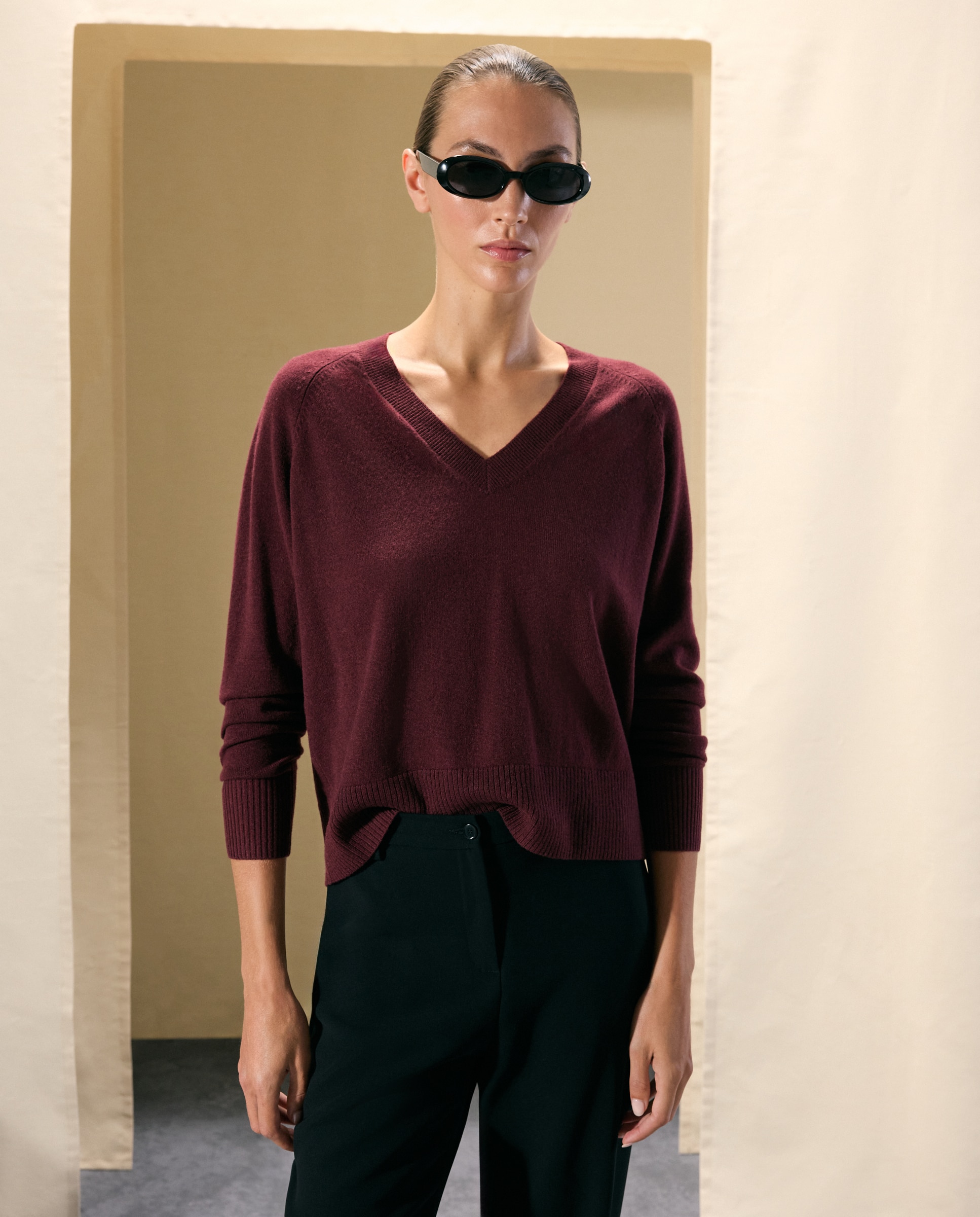 Jersey básico de mujer con lana cashmere - Woman El Corte Inglés - 291 Berenjena 291 Berenjena-1