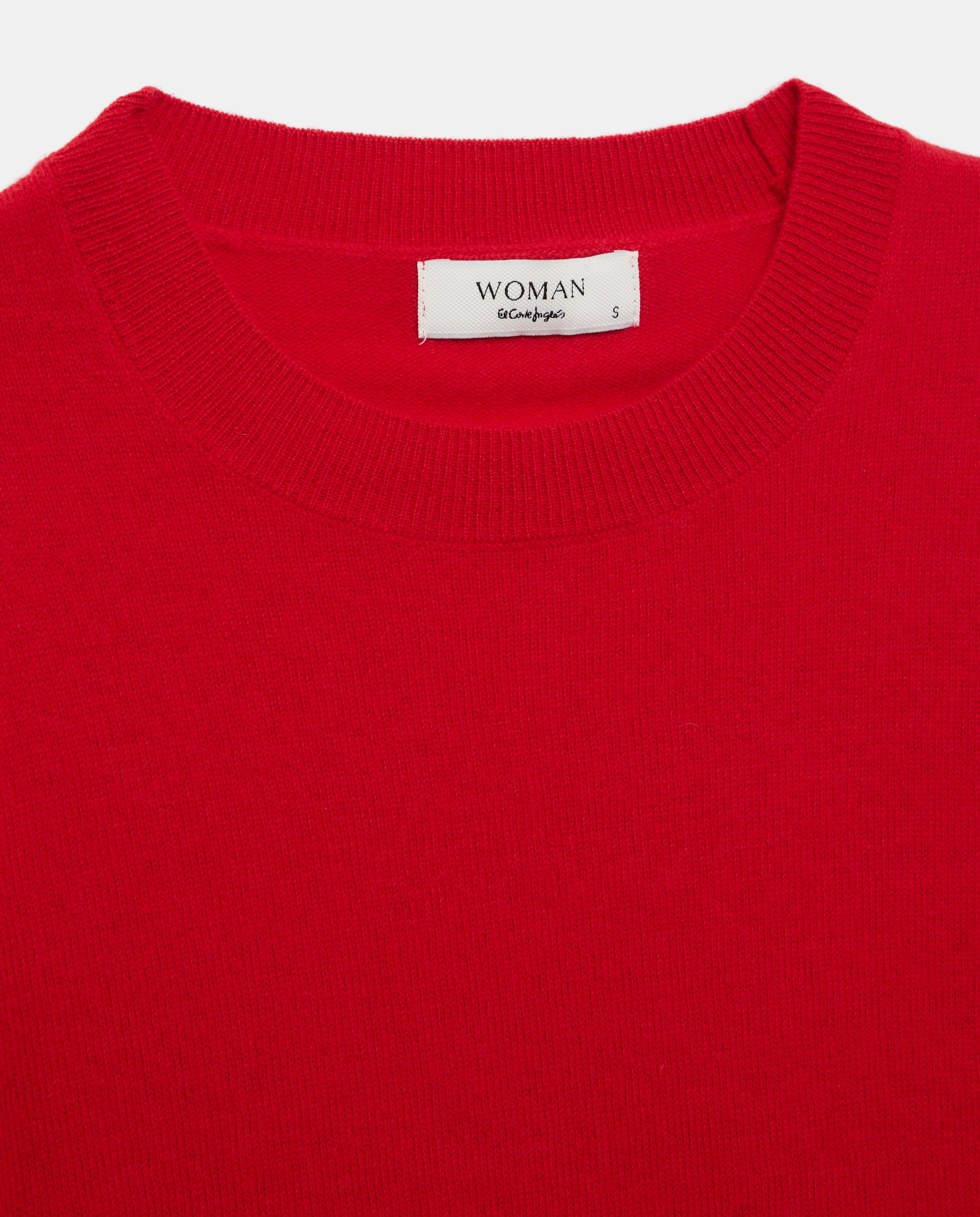 Jersey manga corta de mujer en lana con cuello caja - Woman El Corte Inglés - 600 Rojo 600 Rojo-5