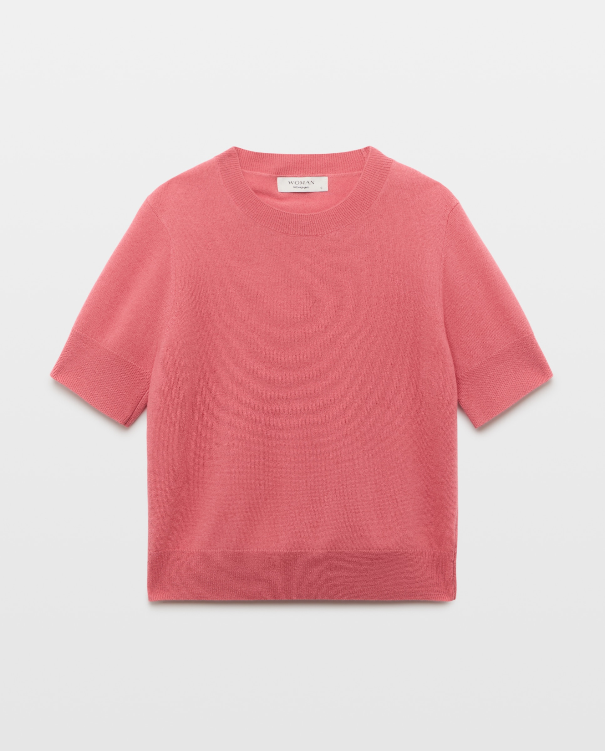 Jersey manga corta de mujer en lana con cuello caja - Woman El Corte Inglés - 200 Rosa 200 Rosa-4