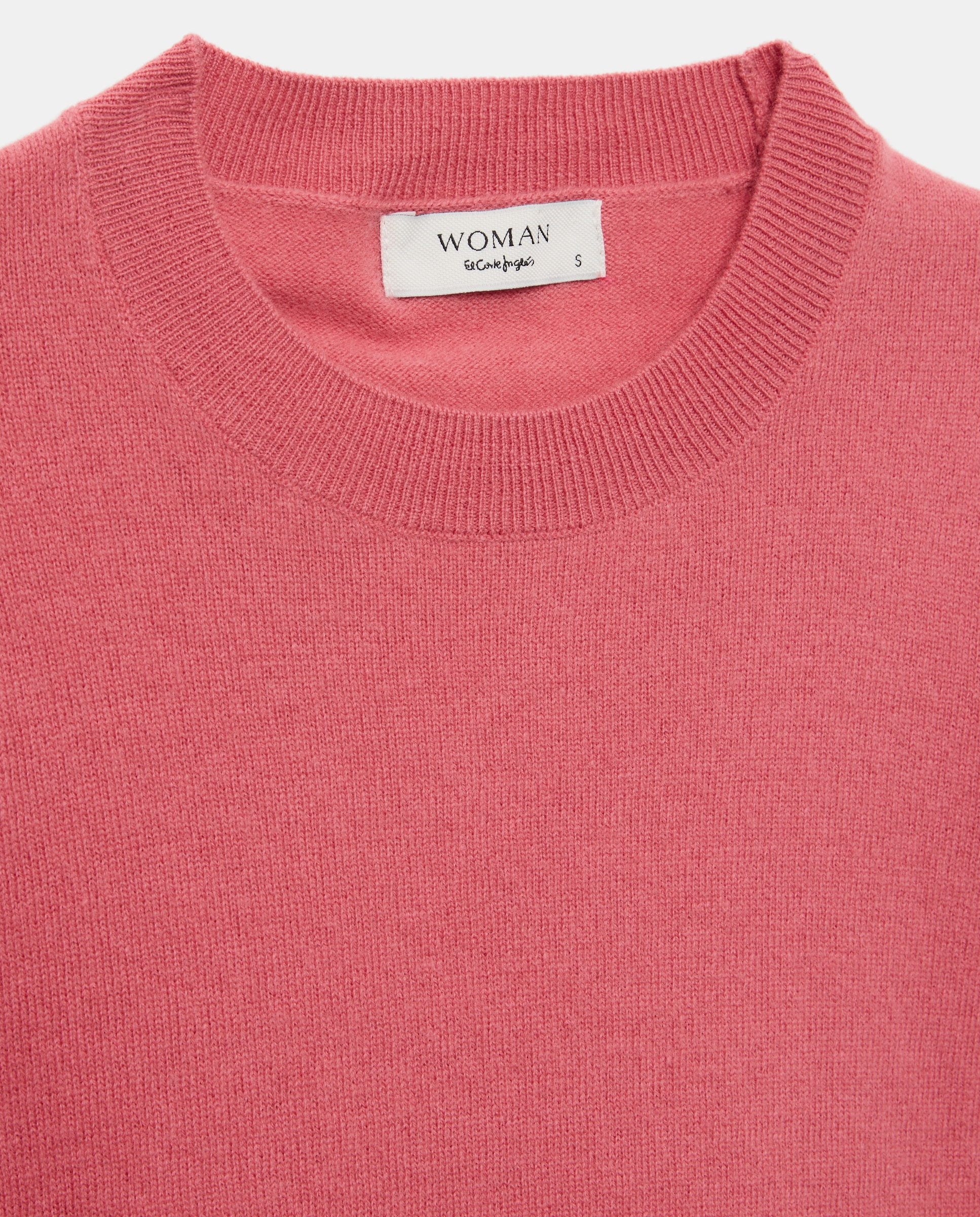 Jersey manga corta de mujer en lana con cuello caja - Woman El Corte Inglés - 200 Rosa 200 Rosa-5