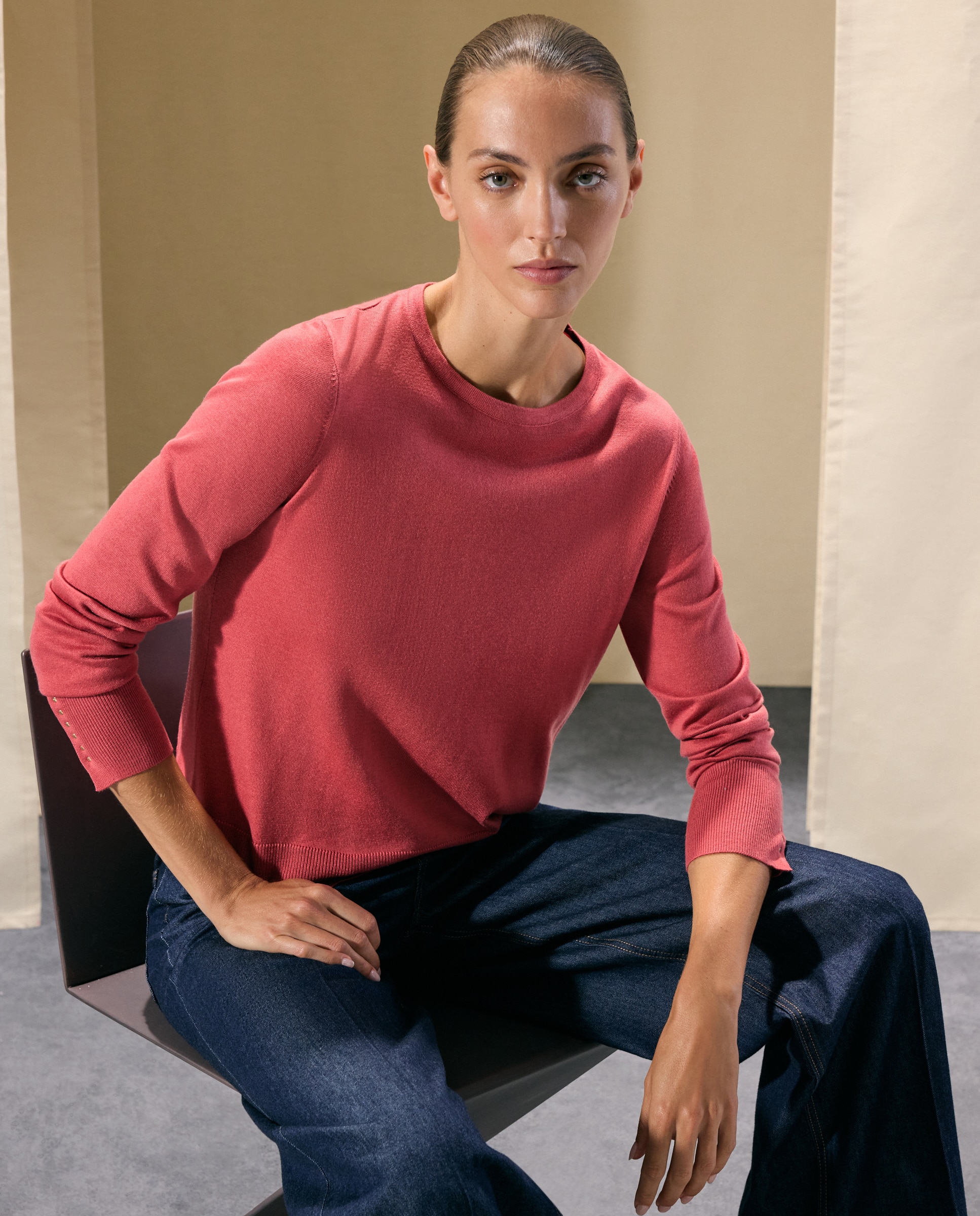 Jersey de mujer cuello caja mezcla tejidos - Woman El Corte Inglés - 200 Rosa 200 Rosa-1