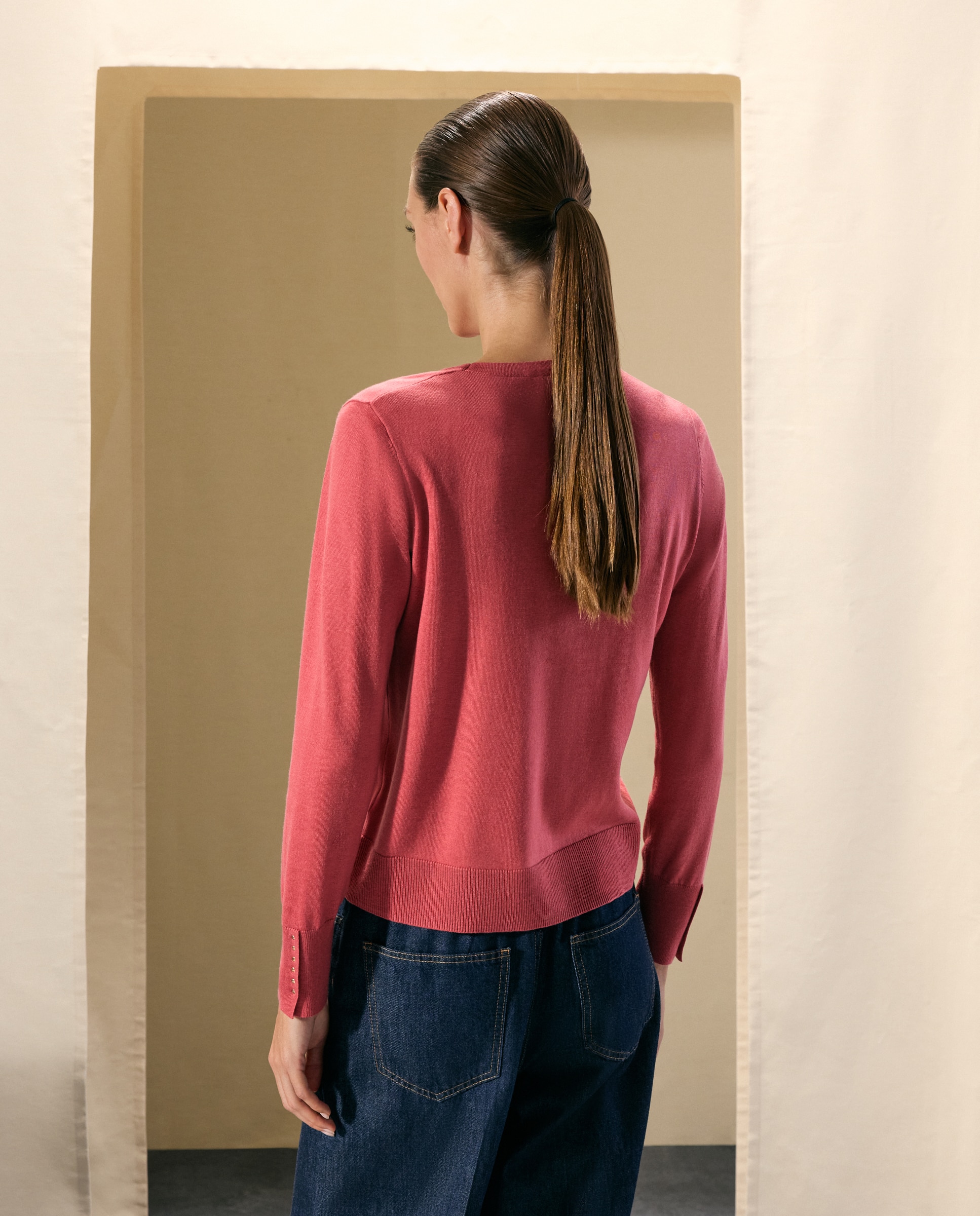 Jersey de mujer cuello caja mezcla tejidos - Woman El Corte Inglés - 200 Rosa 200 Rosa-3