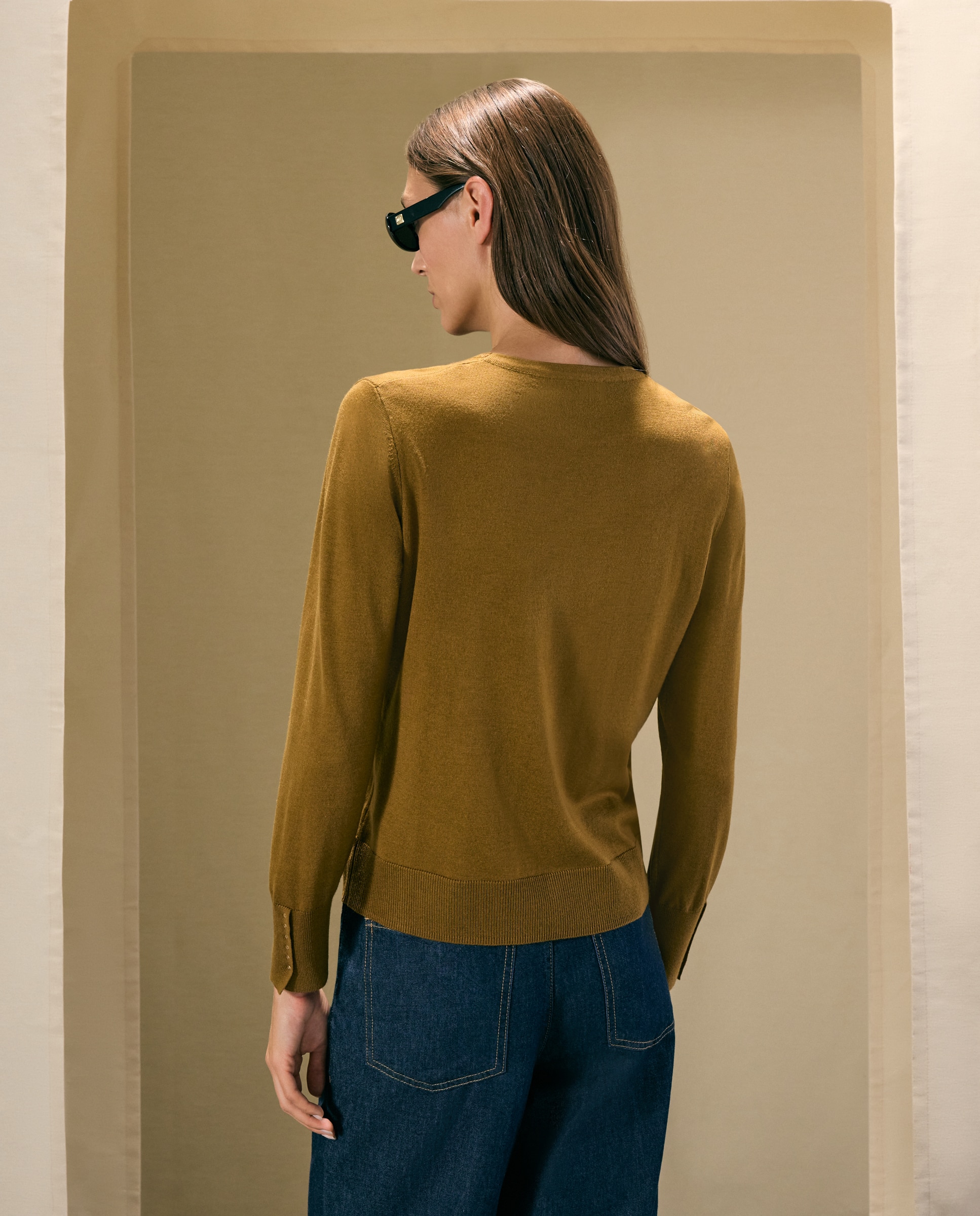 Jersey de mujer cuello caja mezcla tejidos - Woman El Corte Inglés - Visón claro Visón claro-3