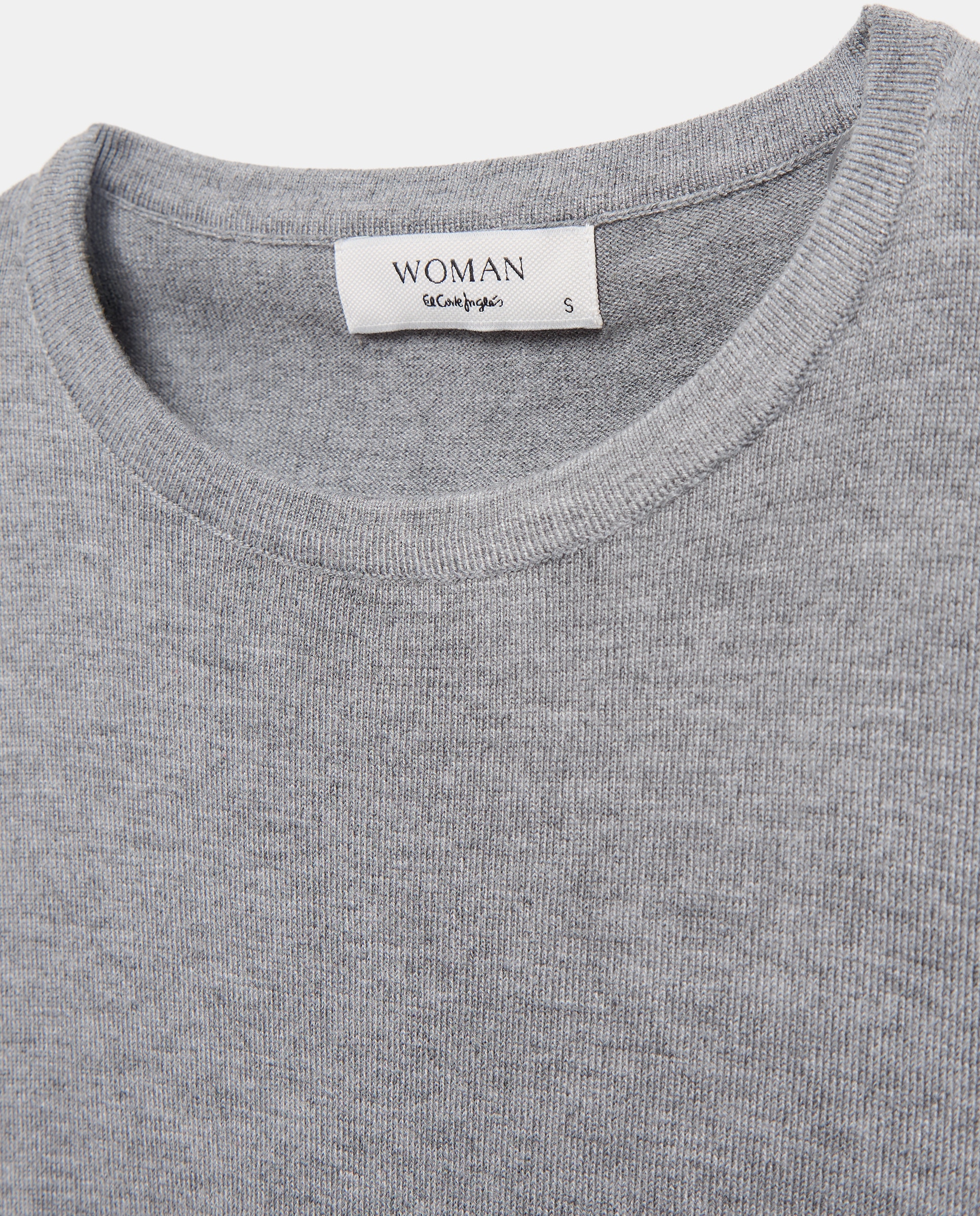 Jersey de mujer cuello caja mezcla tejidos - Woman El Corte Inglés - 820 Gris medio 820 Gris medio-5