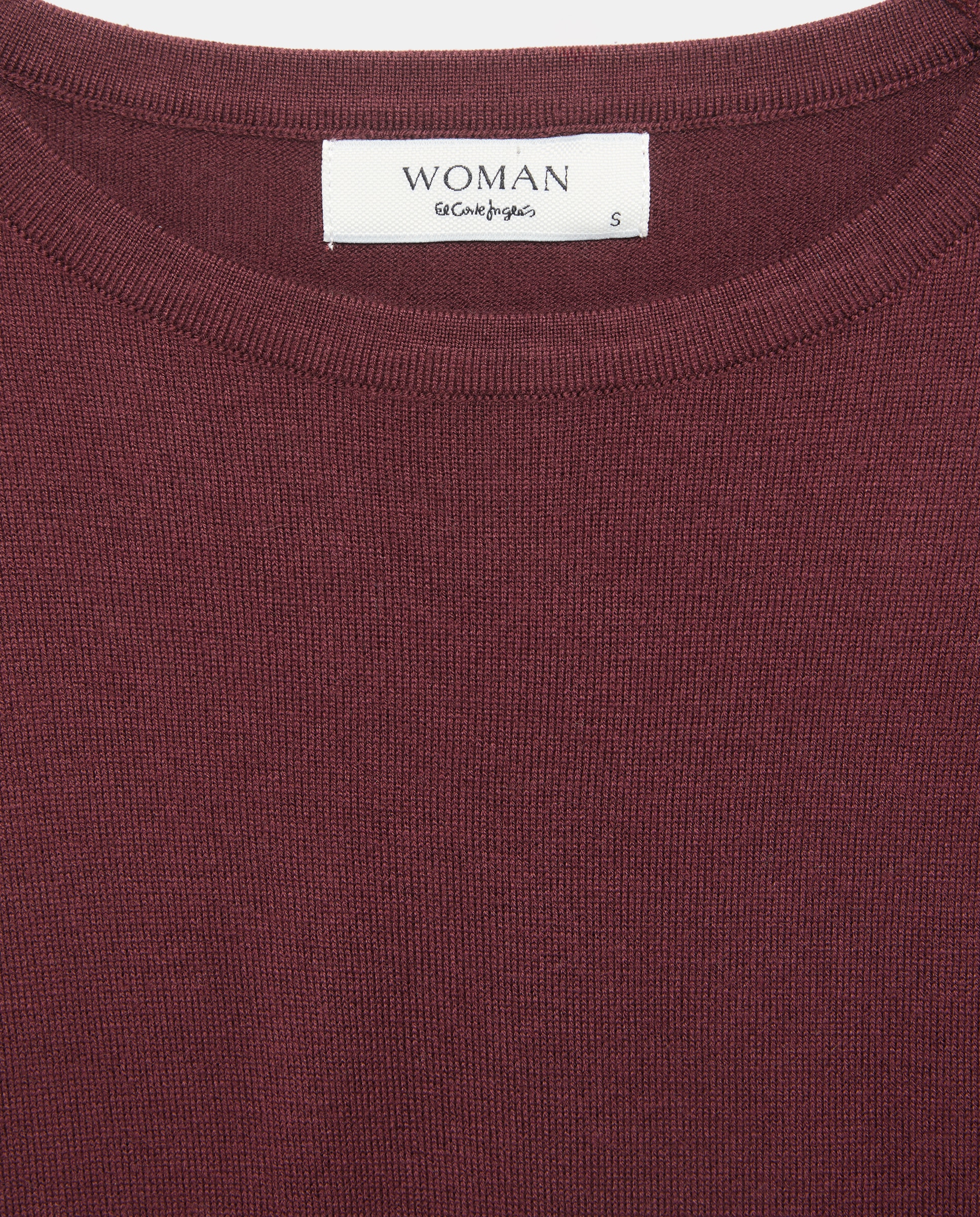 Camisola de Malha com Decote Redondo em Mistura de Tecidos Bordeaux-5