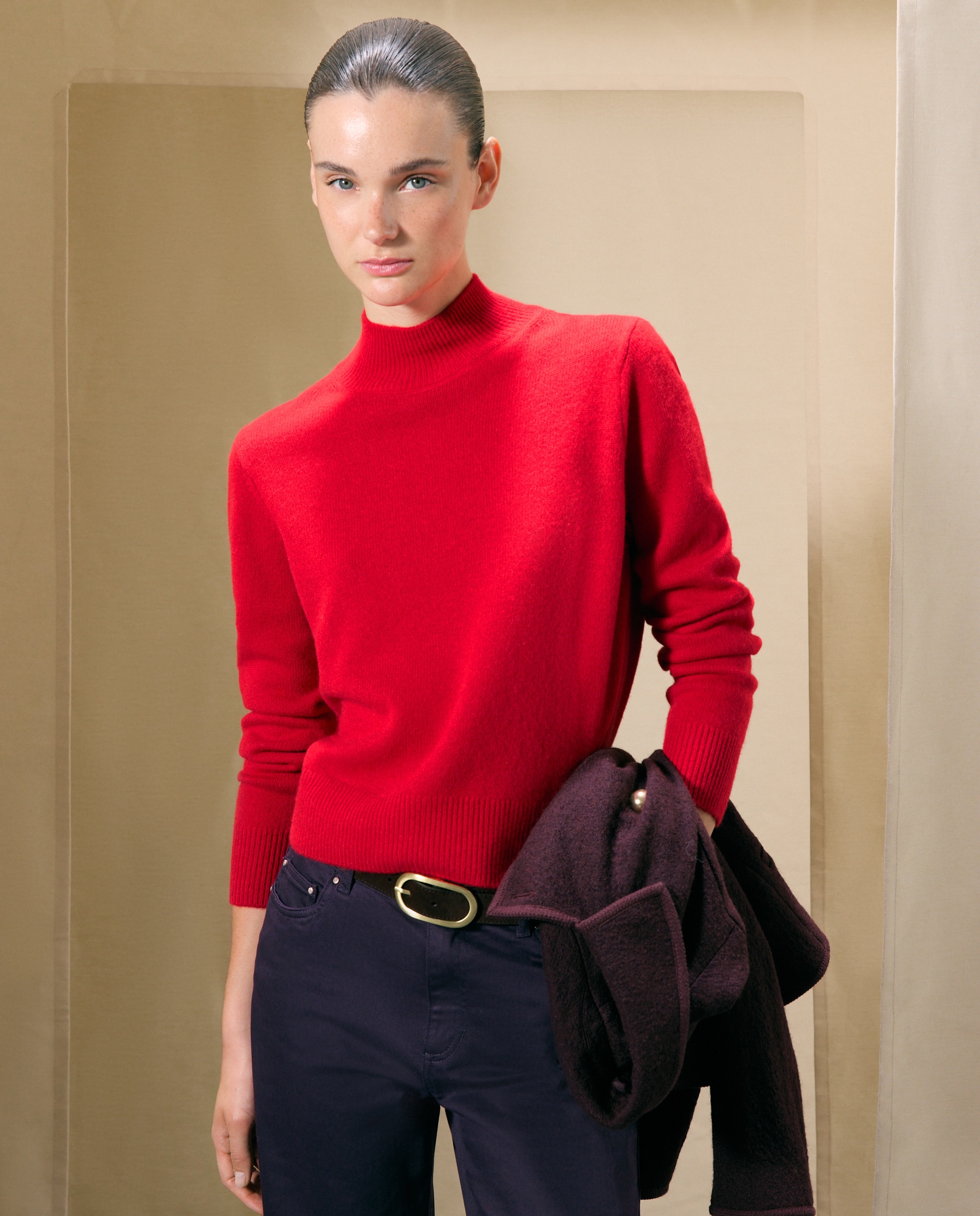 Jersey de mujer en lana con cuello cisne - Woman El Corte Inglés - 600 Rojo 600 Rojo-1