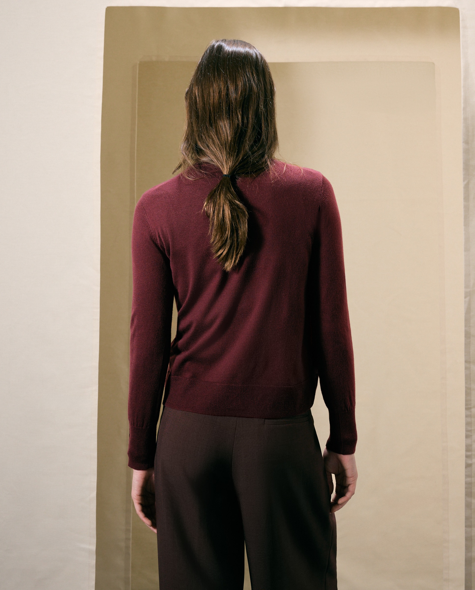 Jersey de mujer cuello perkins y tejido combinado - Woman El Corte Inglés - Burdeos Burdeos-4