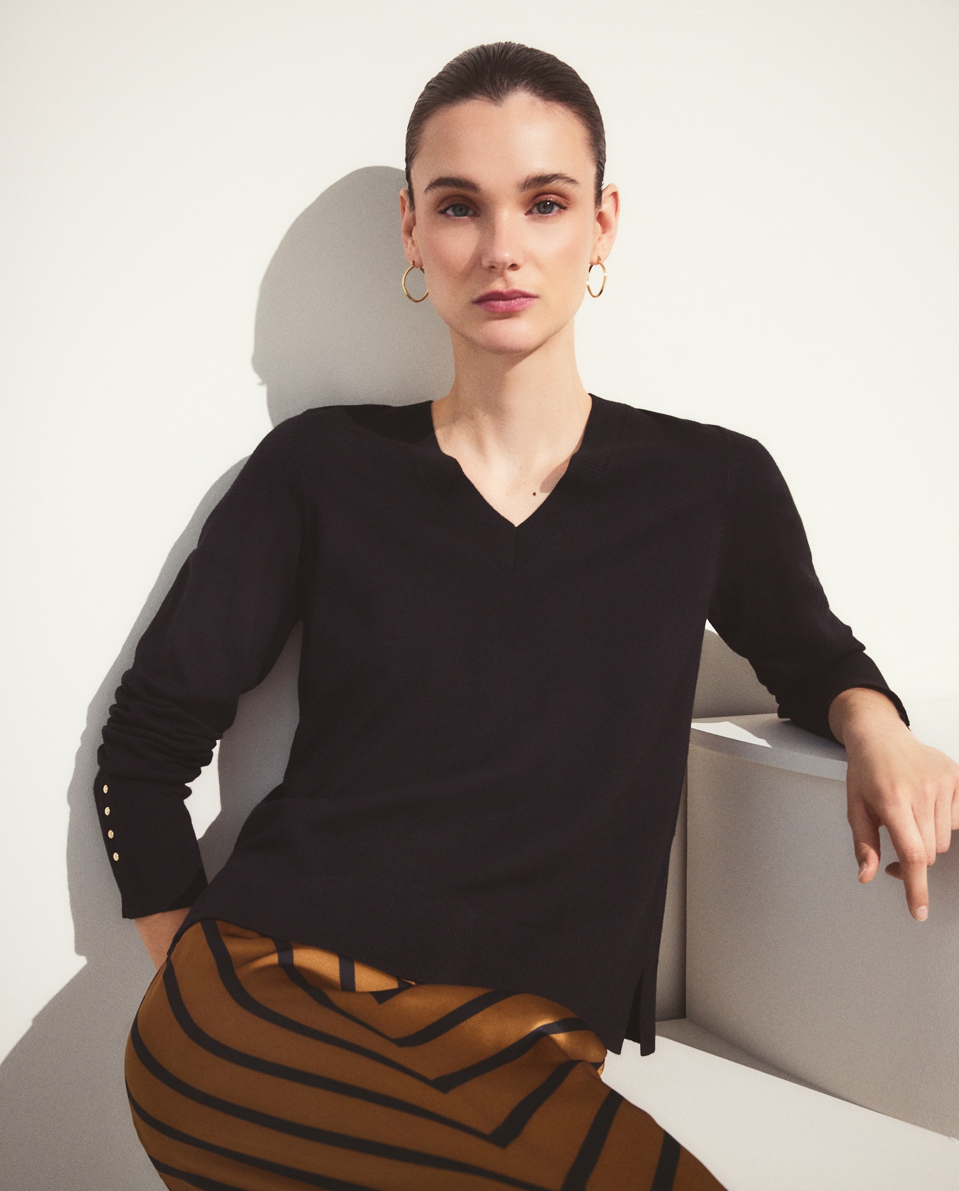 Camisola de Malha Lisa Básica Preto-1