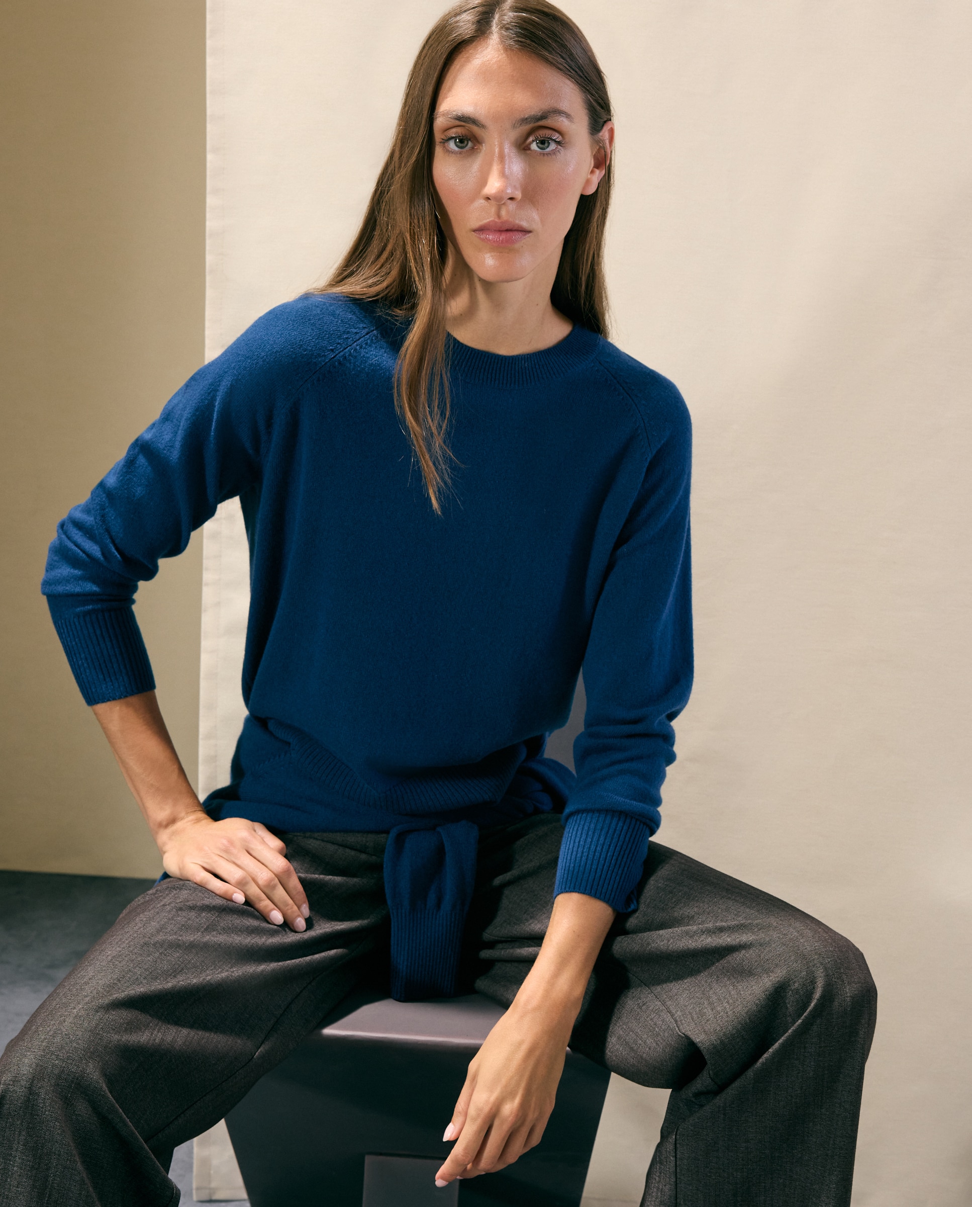 Jersey básico de mujer con lana cashmere - Woman El Corte Inglés - Azul oscuro Azul oscuro-1