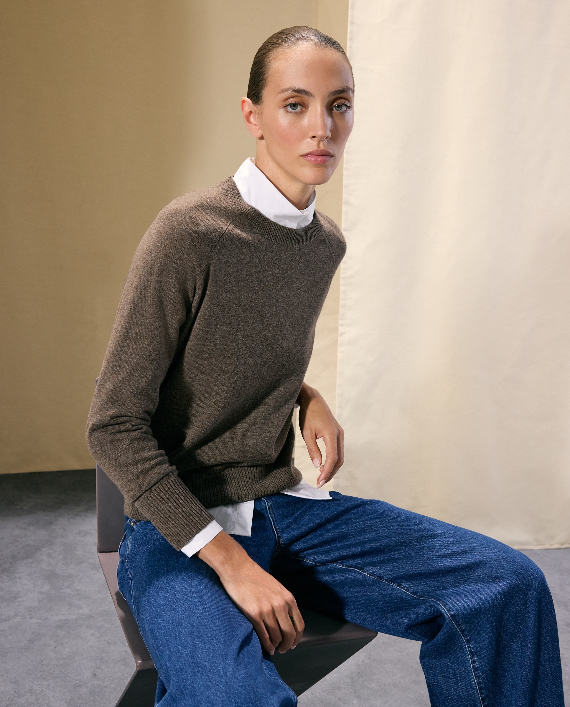 Jersey básico de mujer con lana cashmere - Woman El Corte Inglés - Marrón Marrón-1