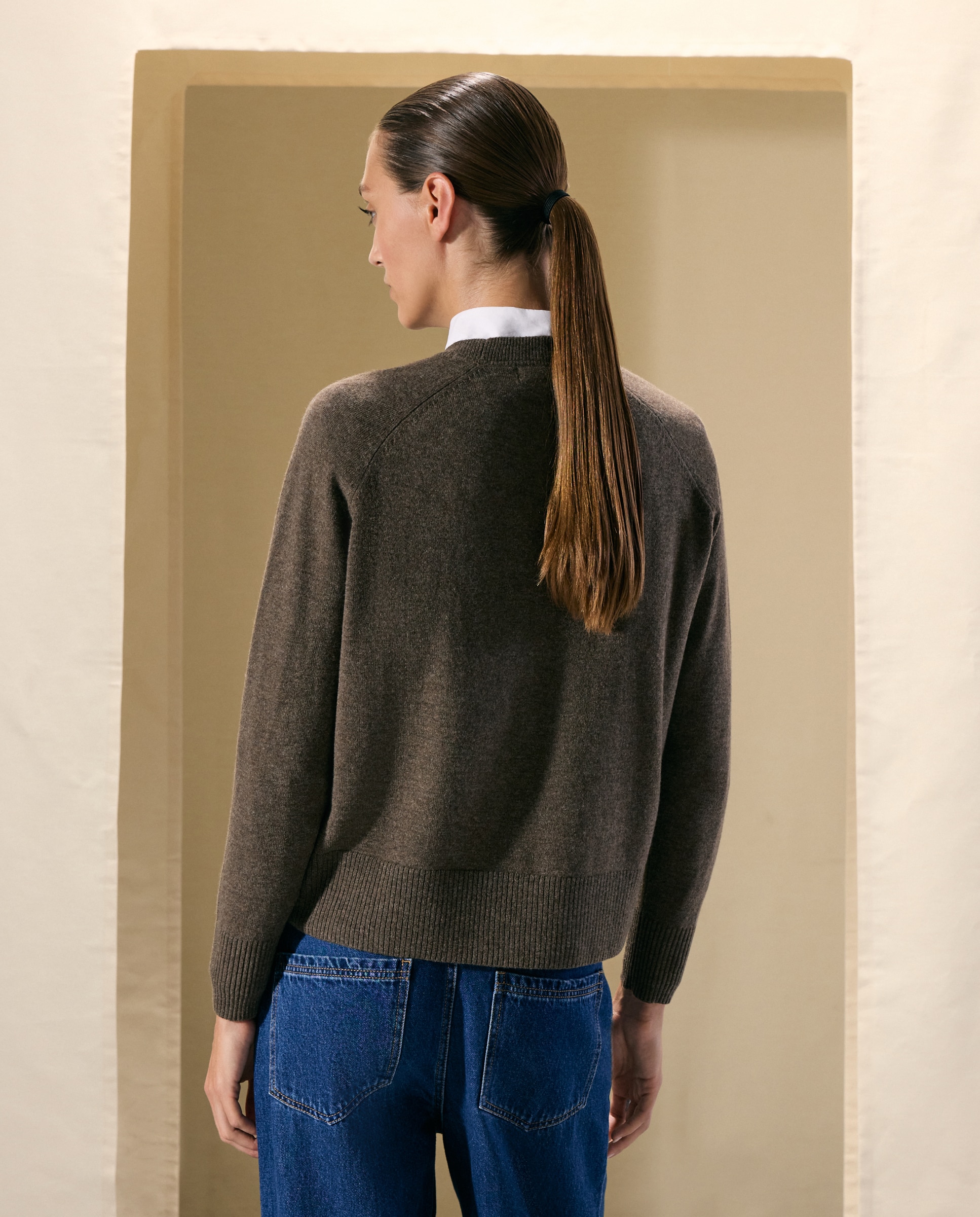Jersey básico de mujer con lana cashmere - Woman El Corte Inglés - Marrón Marrón-3