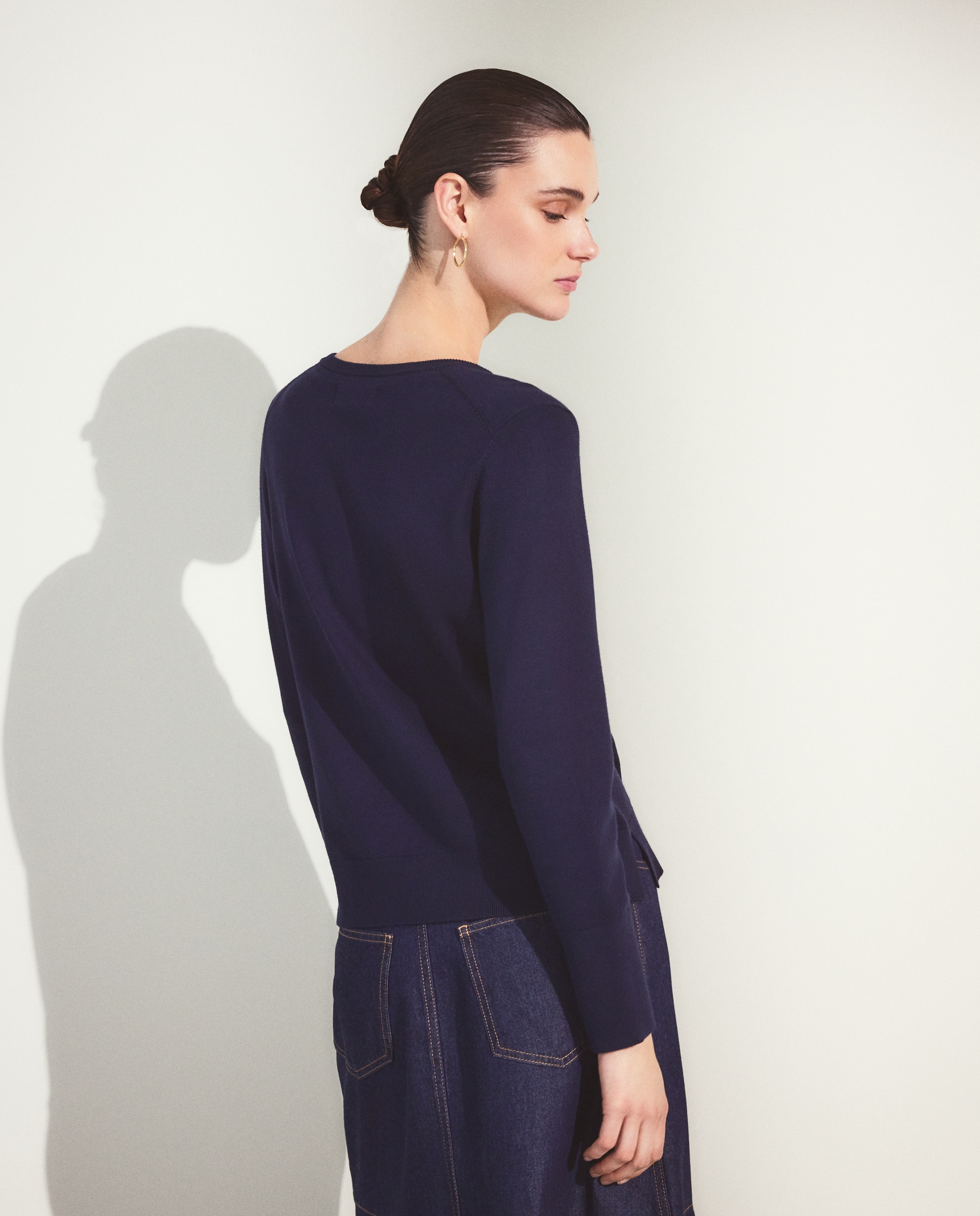 Jersey básico liso de mujer - Woman El Corte Inglés - Azul marino Azul marino-3