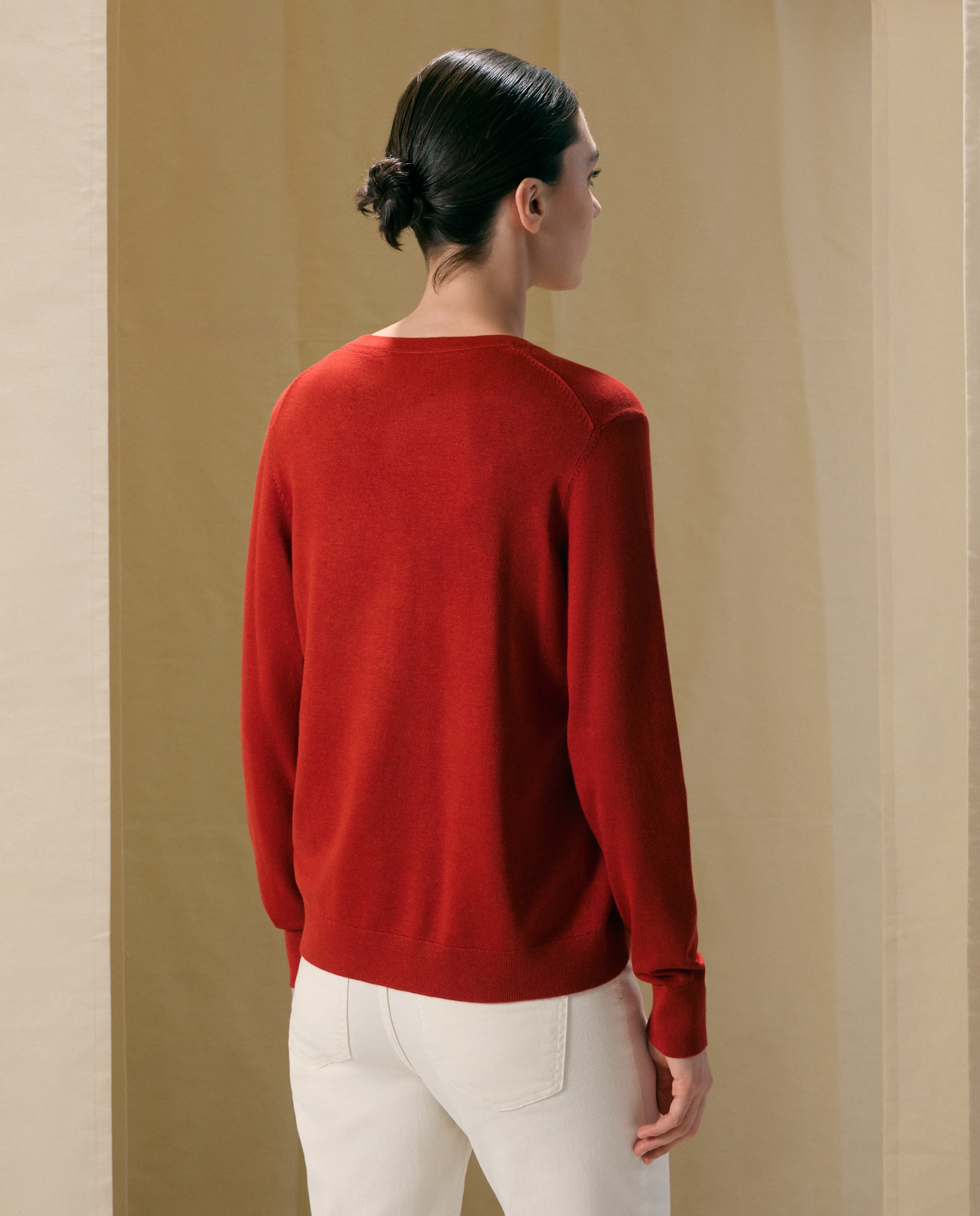 Jersey básico de mujer cuello panadero - Woman El Corte Inglés - Bermellón Bermellón-3