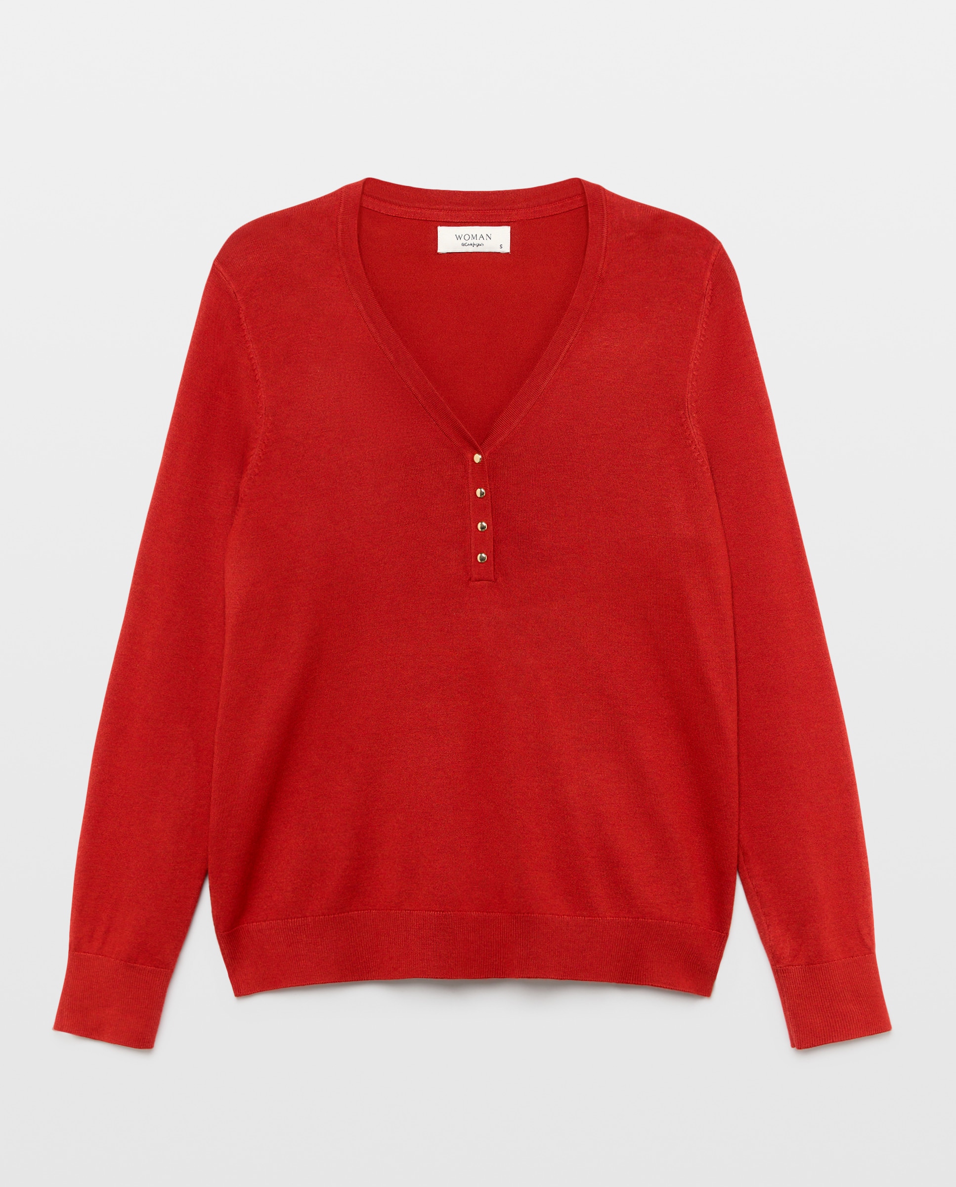 Jersey básico de mujer cuello panadero - Woman El Corte Inglés - Bermellón Bermellón-4