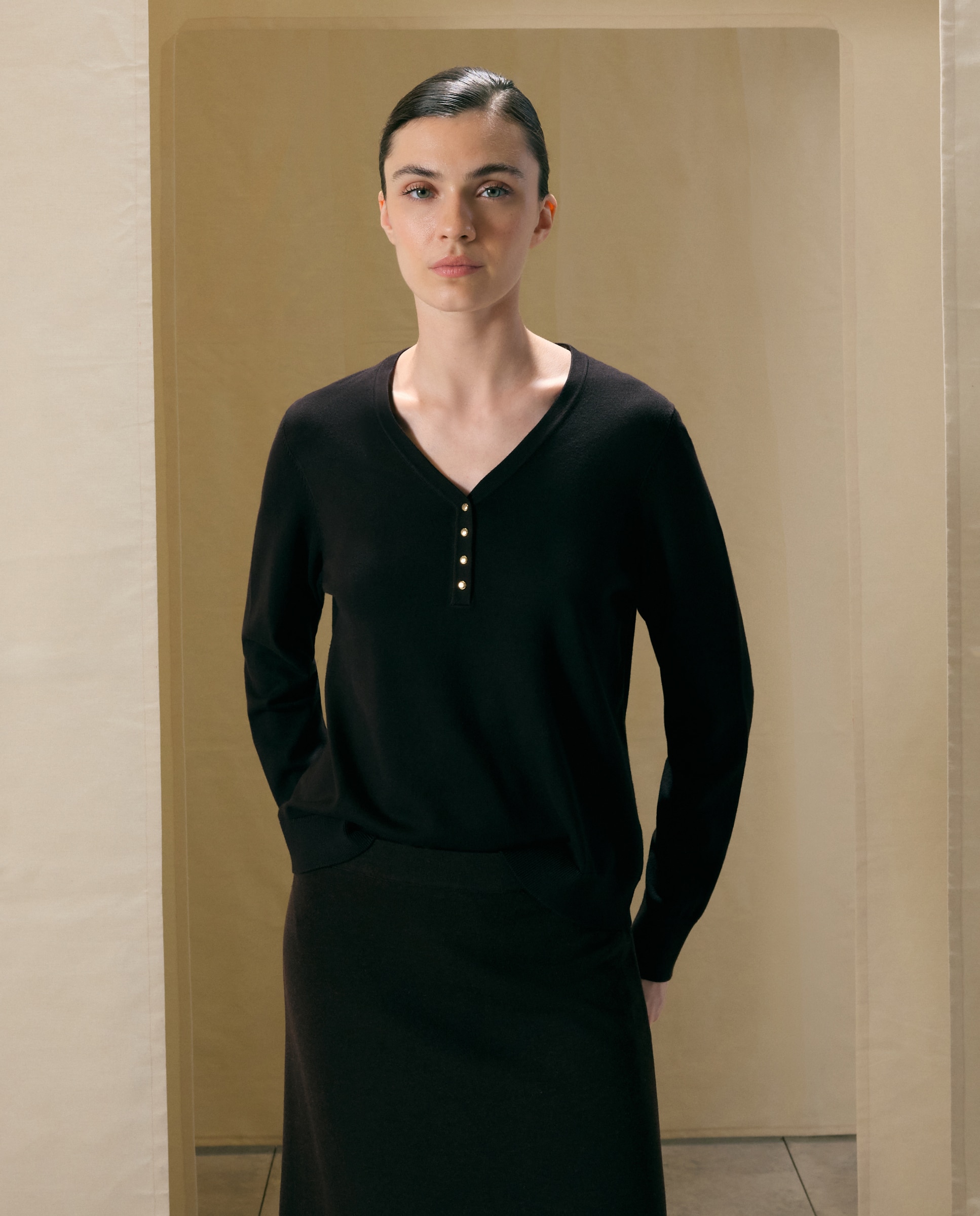 Jersey básico de mujer cuello panadero - Woman El Corte Inglés - Marrón Marrón-2