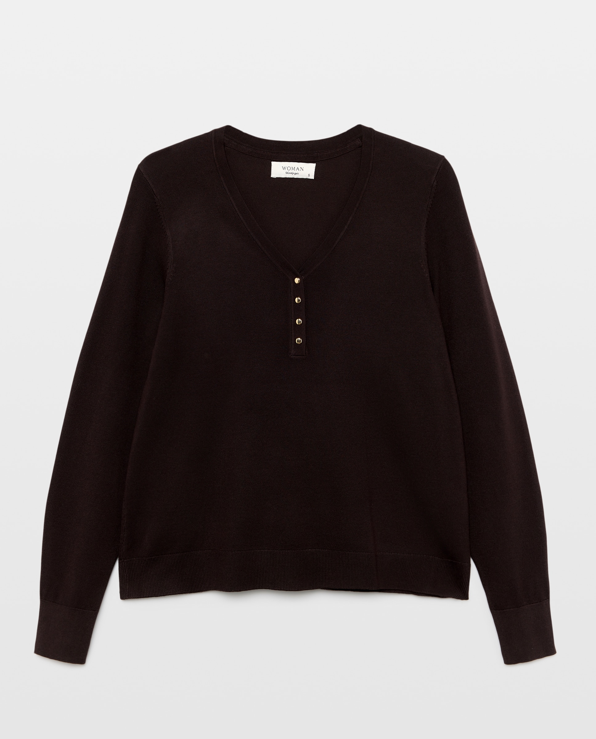 Jersey básico de mujer cuello panadero - Woman El Corte Inglés - Marrón Marrón-4