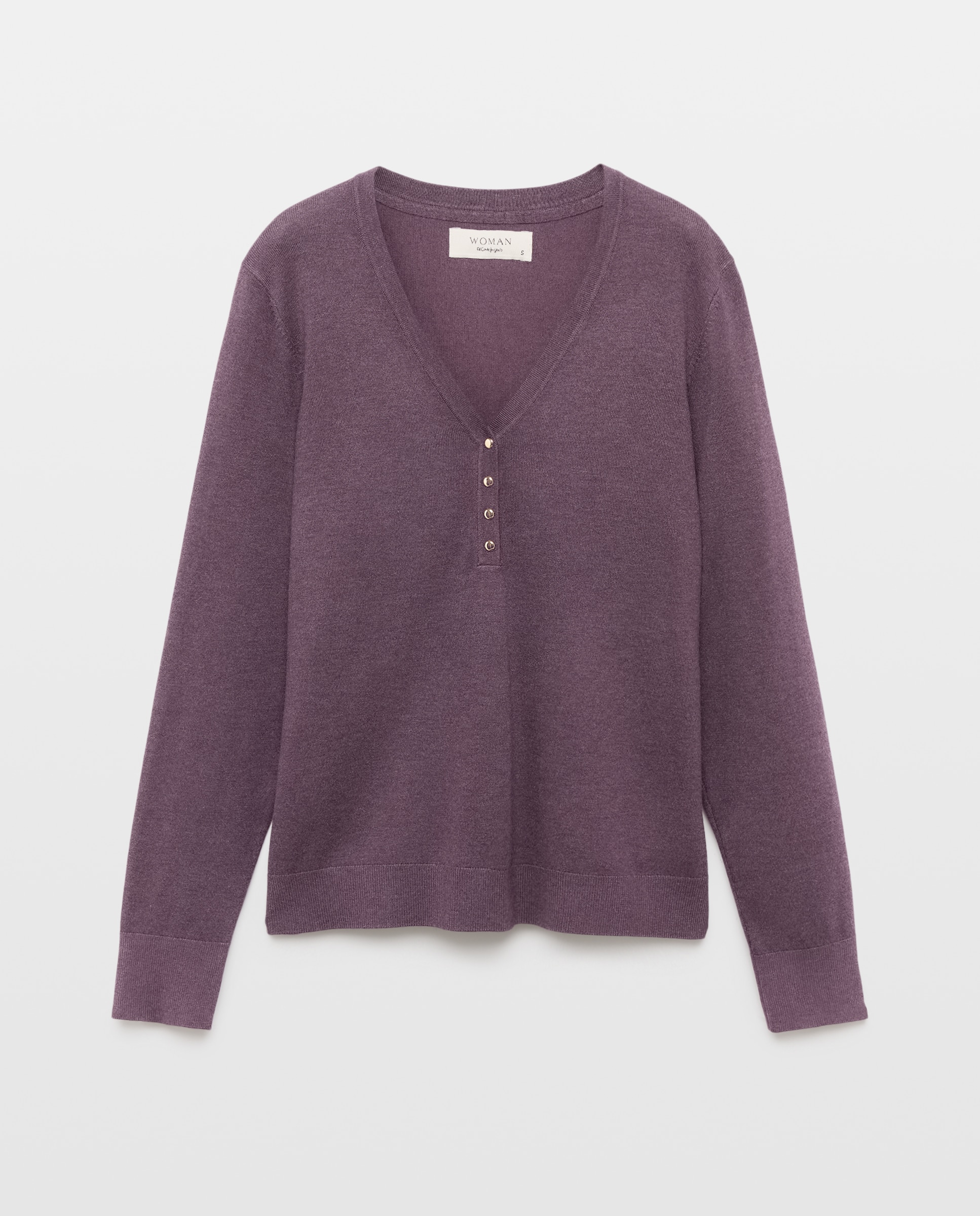 Camisola de Malha Básica com Gola Tipo Padeiro Roxo-4