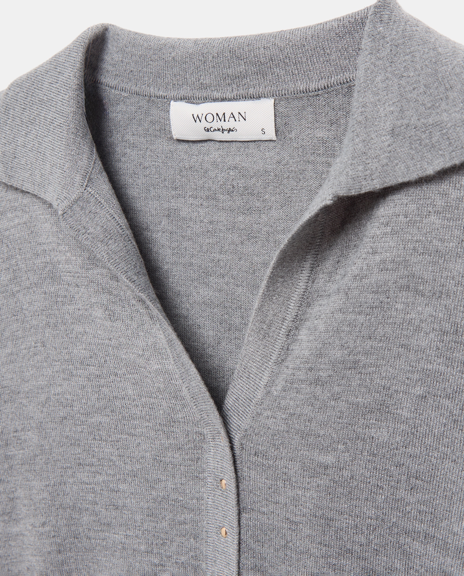 Camisola de Malha com Colarinho de Polo em Mistura de Tecido Cinzento-claro-5
