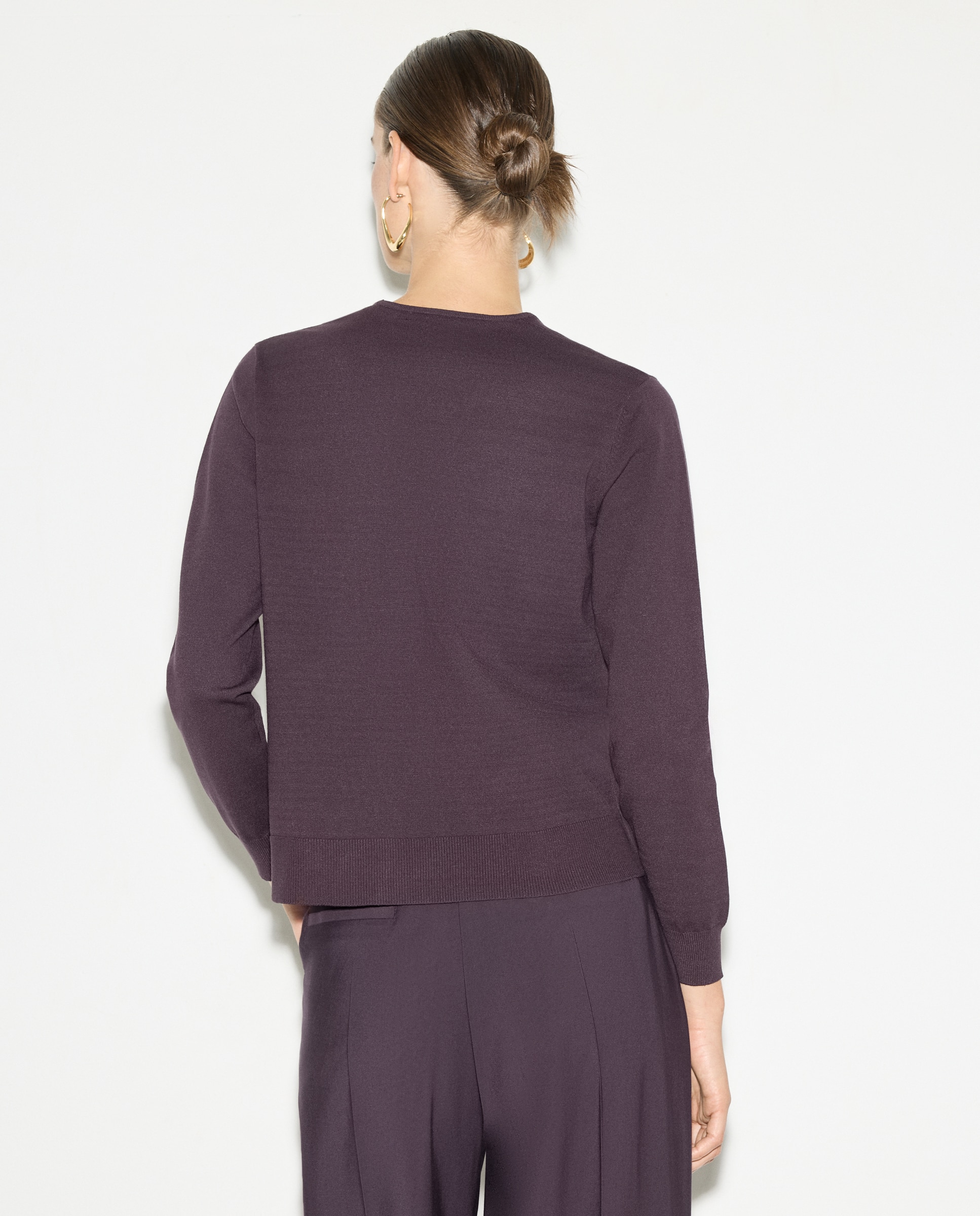 Calças Lisas com Prega Bordeaux-4