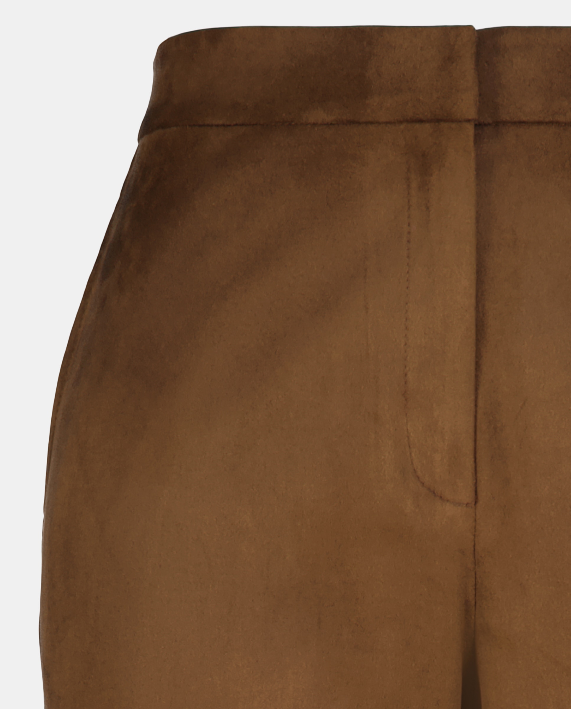 Calças Lisas Regular de Camurcina Castanho-5