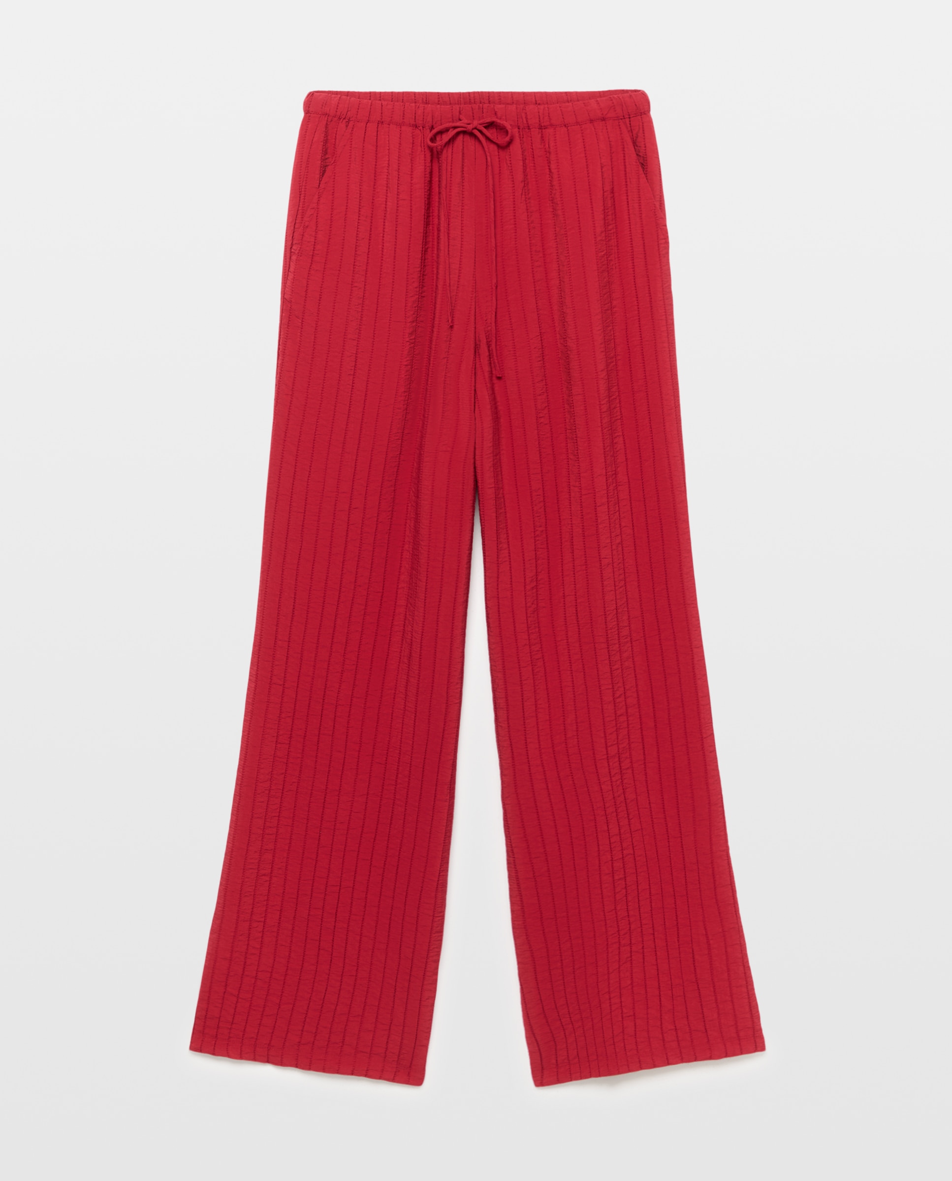 Pantalón ancho de mujer estilo pijamero - Woman El Corte Inglés - Burdeos Burdeos-4