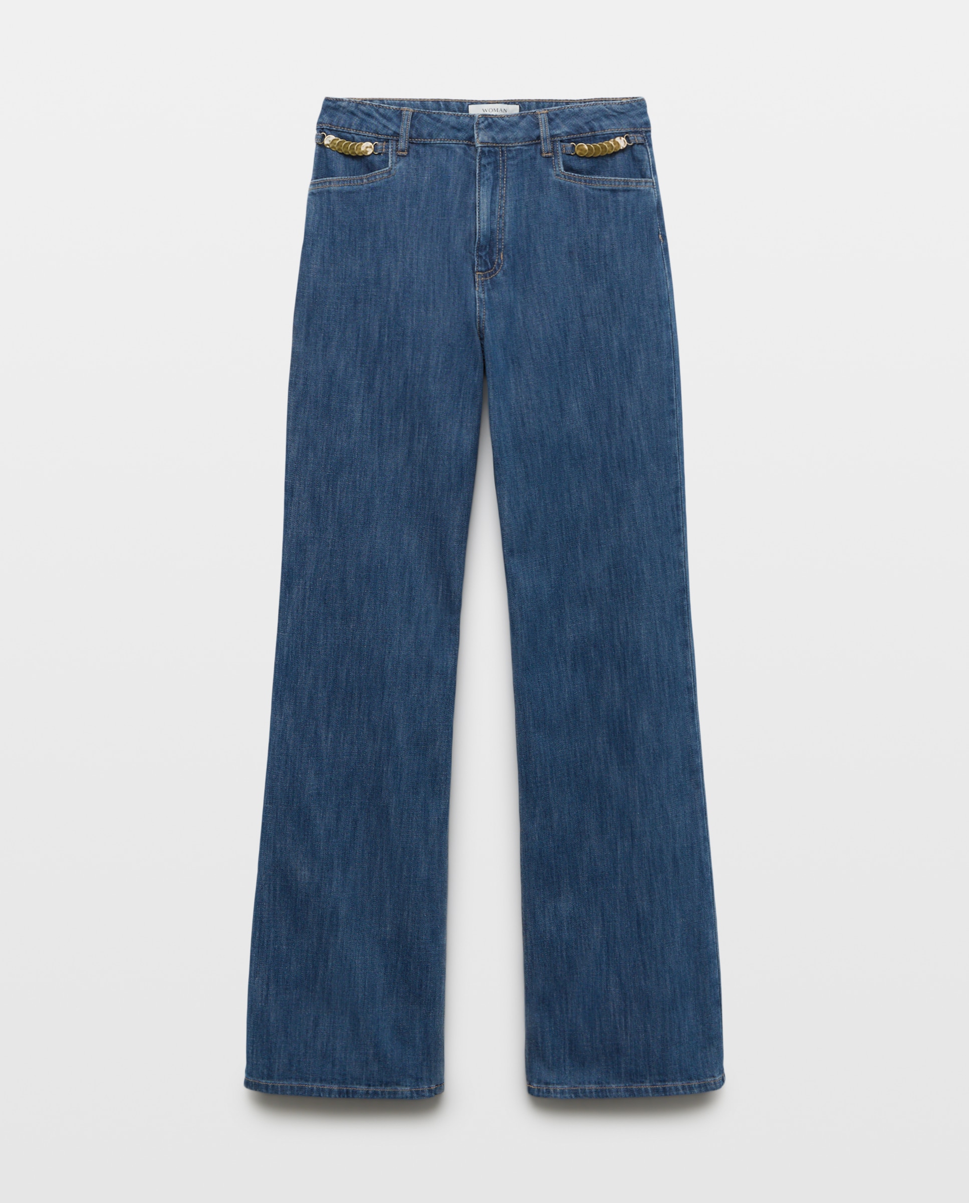 Imagen 4 de Pantalón denim con cadenita de mujer - Woman El Corte Inglés - Lavado medio Lavado medio
