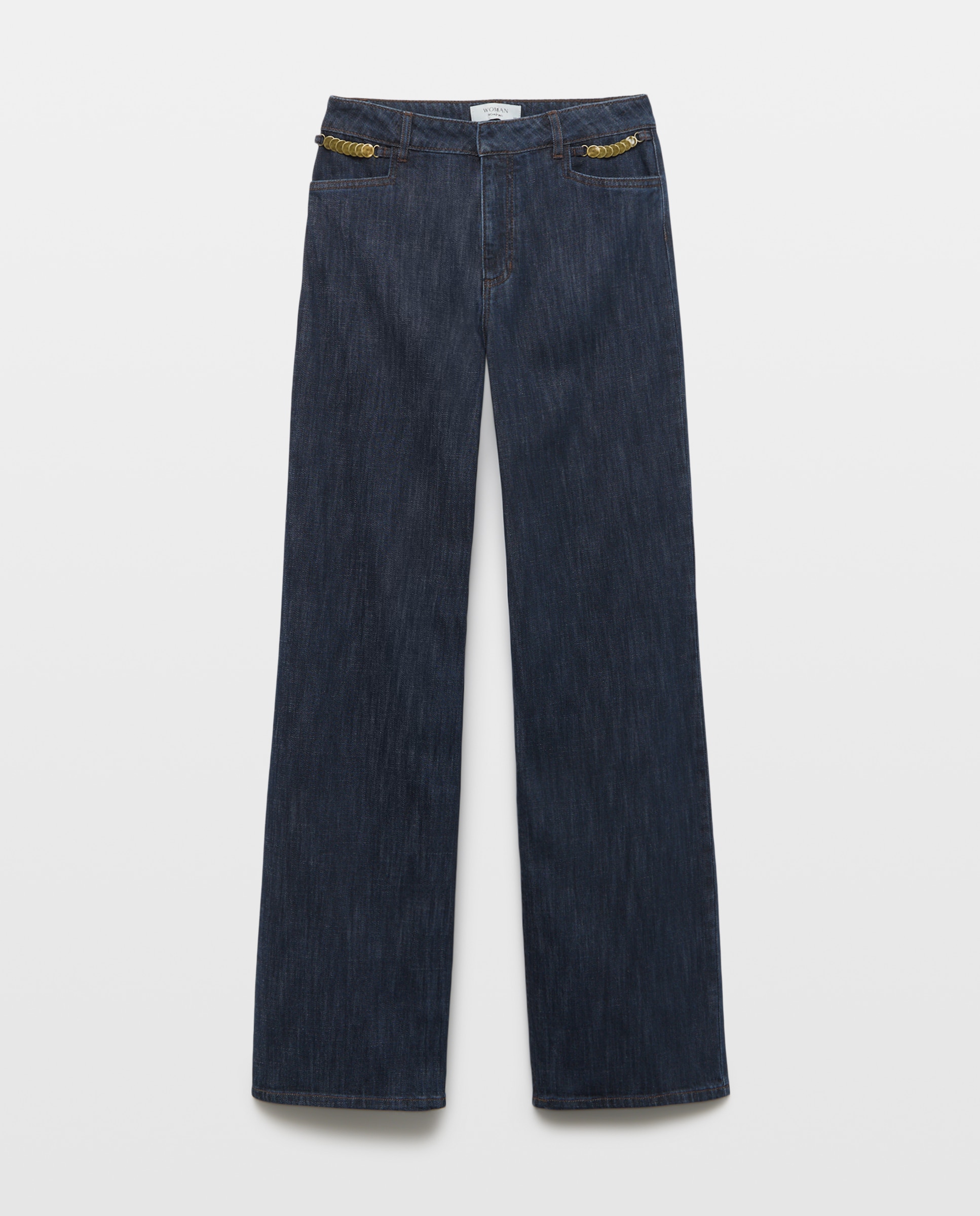 Jeans com Corrente Azul Suave-4