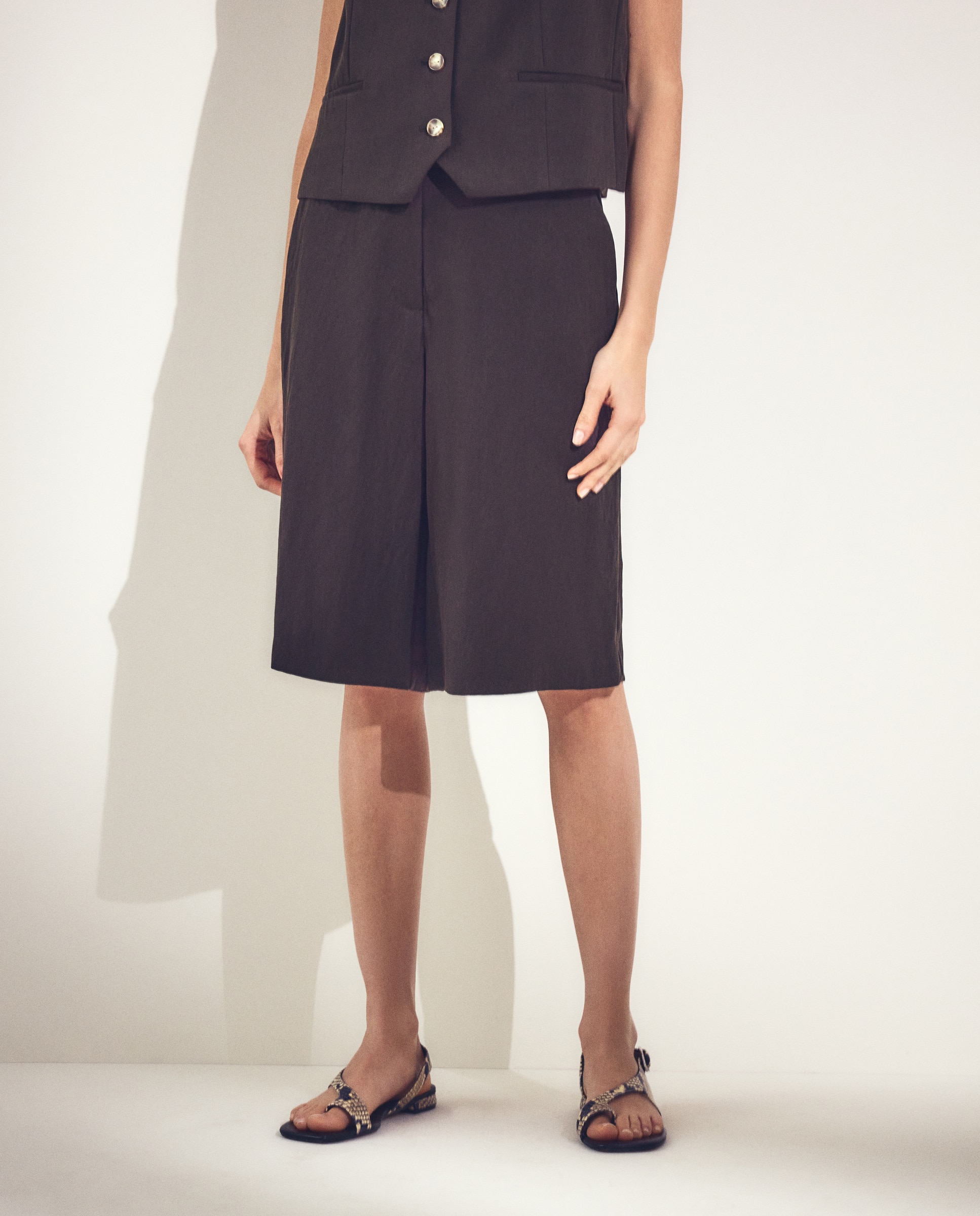 Bermuda lisa ancha de mujer - Woman El Corte Inglés - Marrón Marrón-2