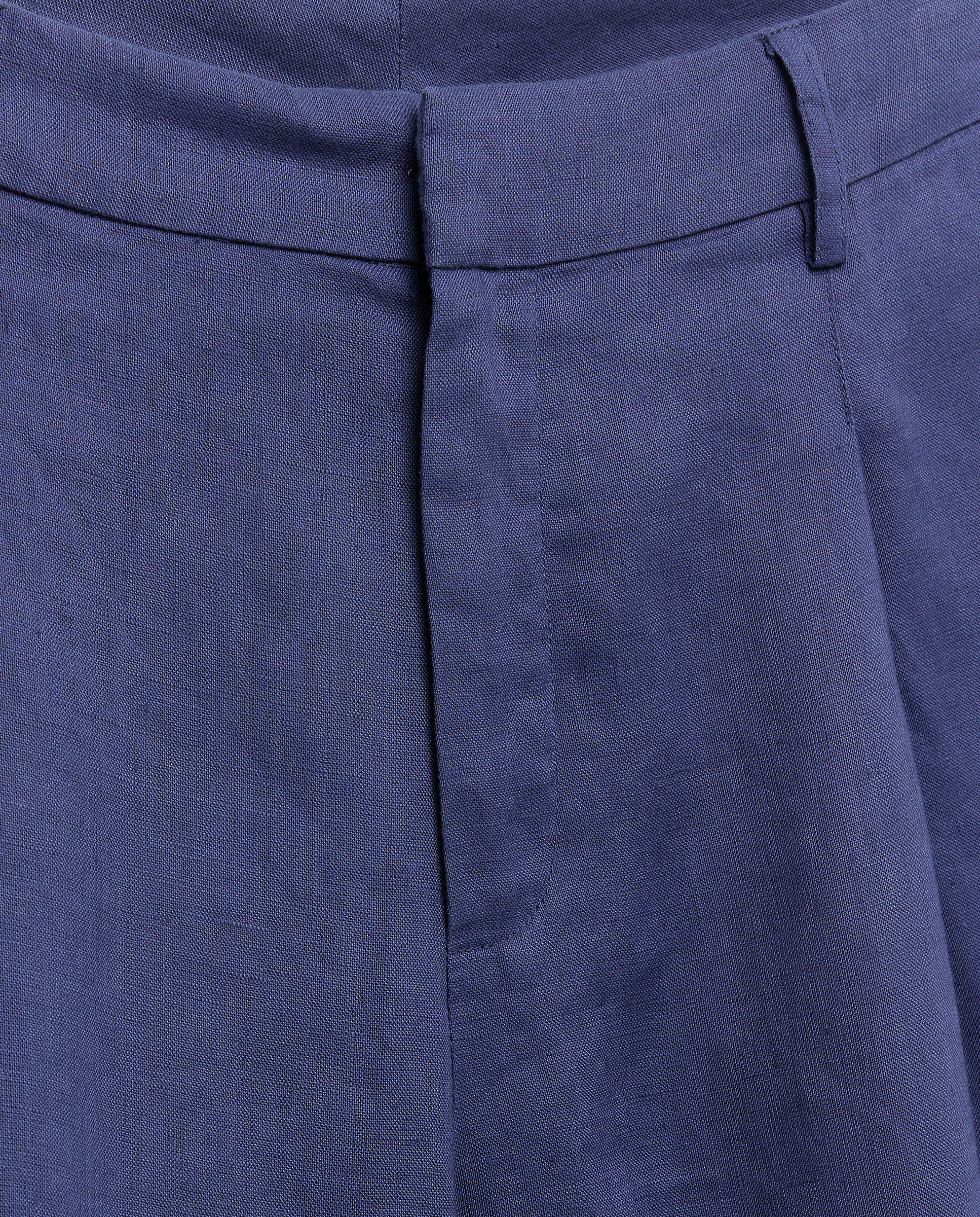Bermudas Lisas com Prega de Linho Azul-marinho-5