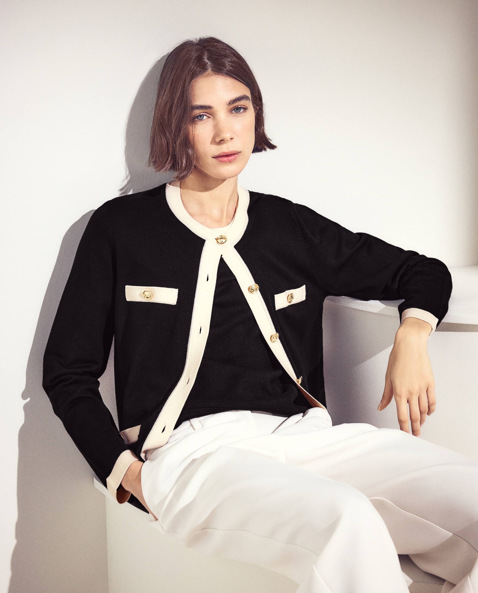 Twin Set Fitted Casaco e Camisola de Malha Lisos Preto-3