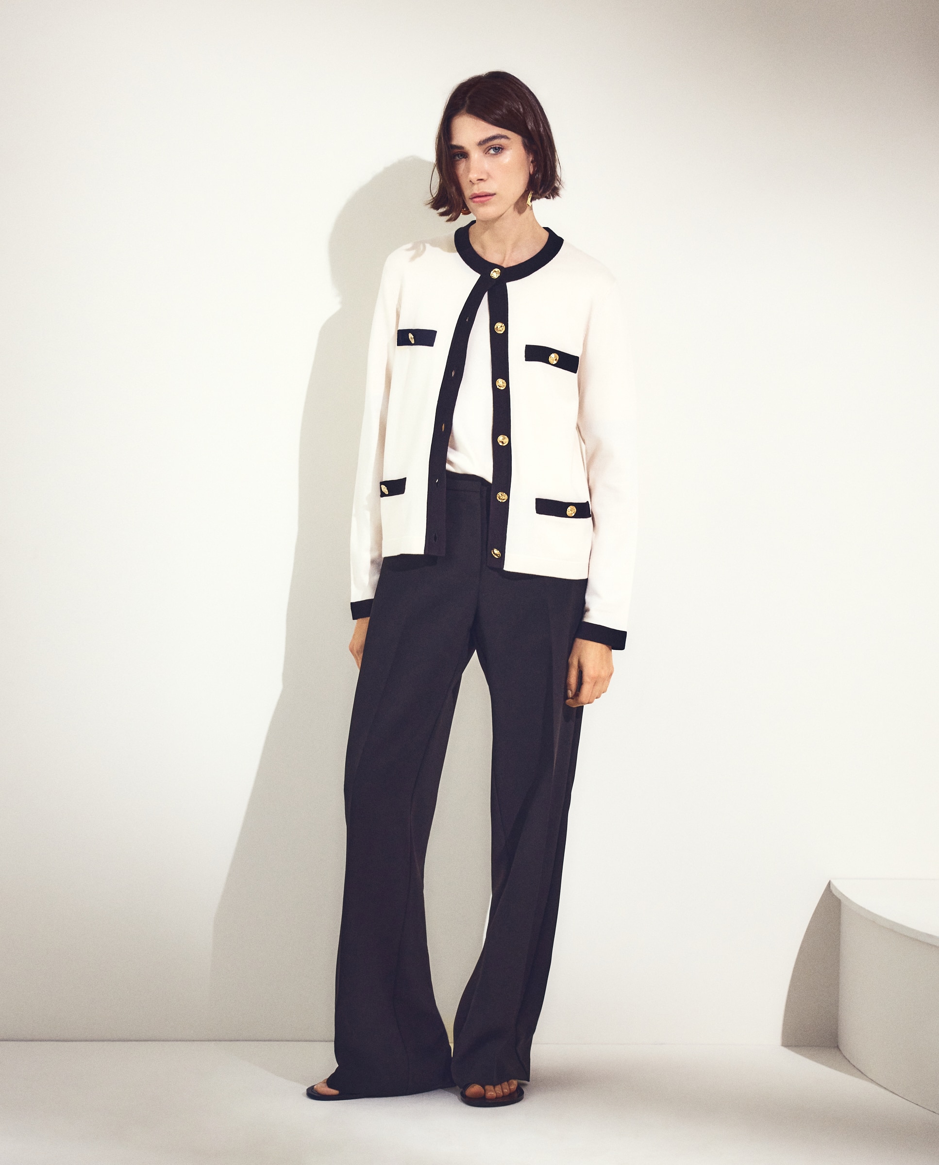 Twin Set Fitted Casaco e Camisola de Malha Lisos 120 Cru-3