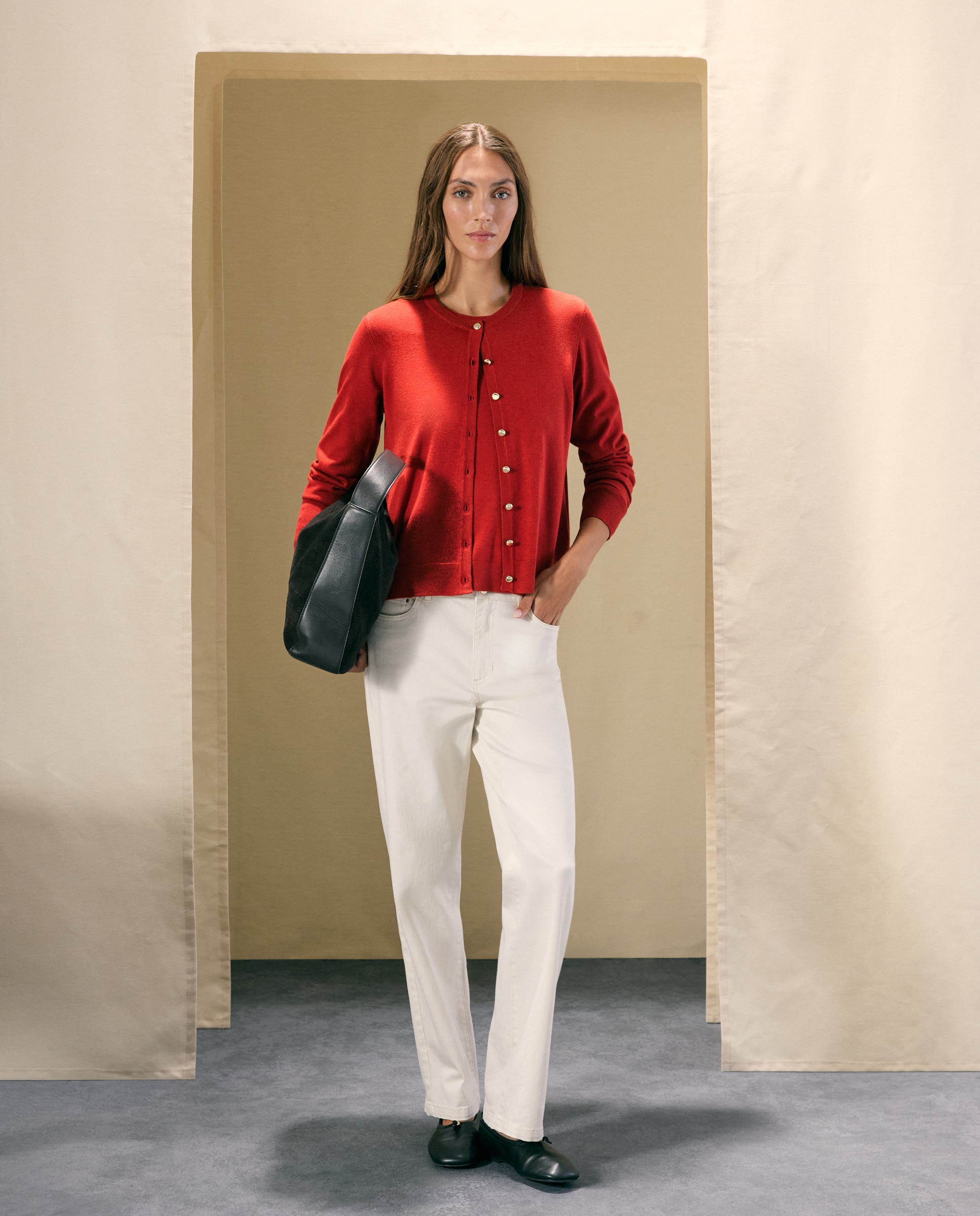 Chaqueta básica de mujer cuello caja - Woman El Corte Inglés - Bermellón Bermellón-1