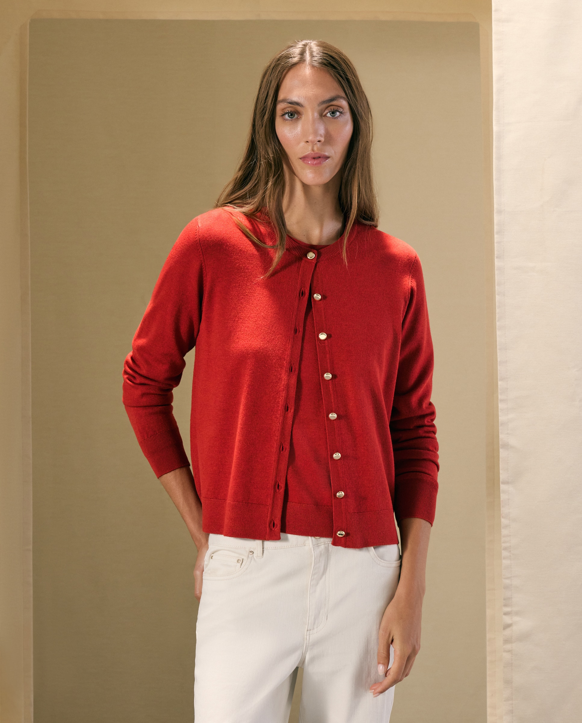 Chaqueta básica de mujer cuello caja - Woman El Corte Inglés - Bermellón Bermellón-2