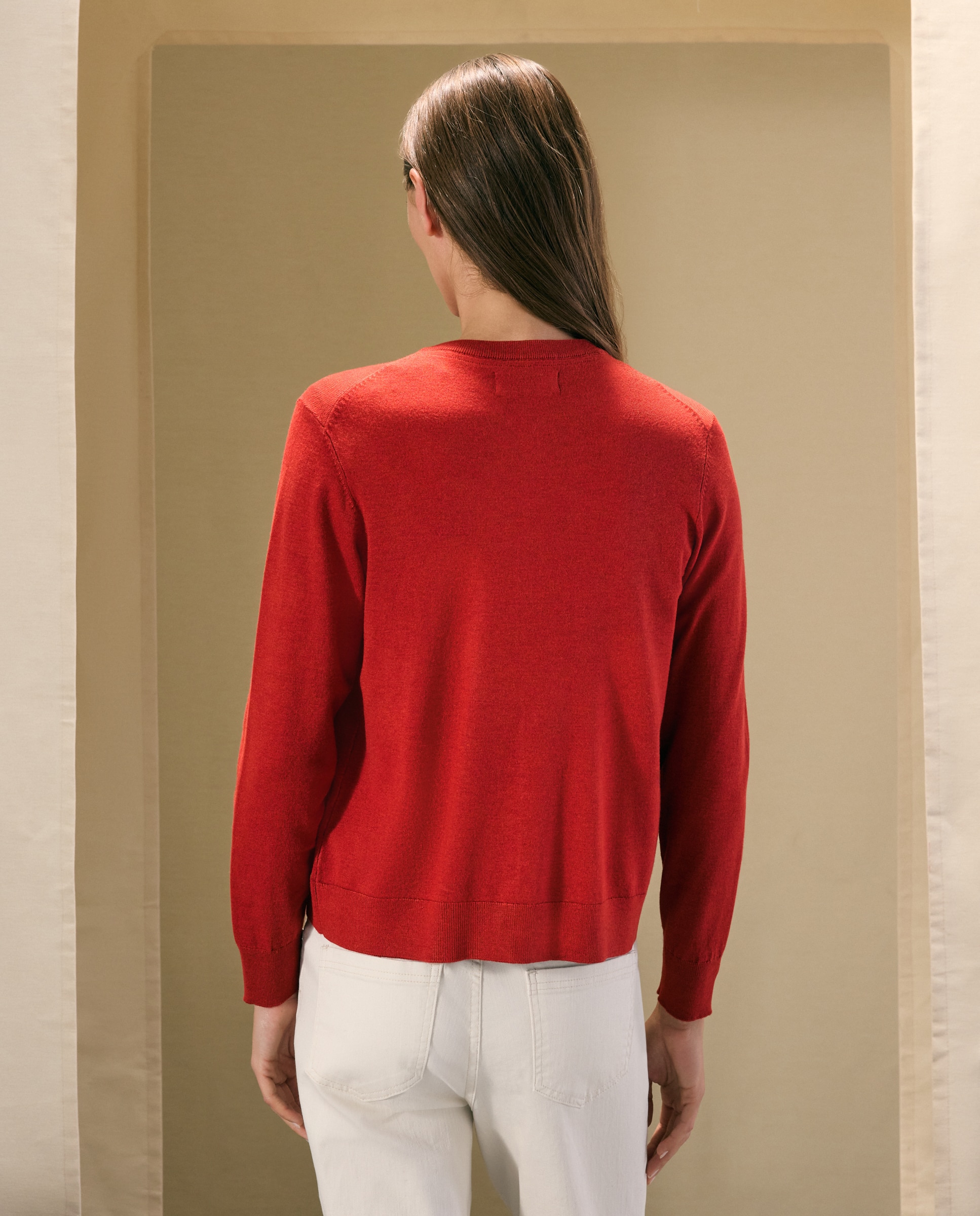 Chaqueta básica de mujer cuello caja - Woman El Corte Inglés - Bermellón Bermellón-3