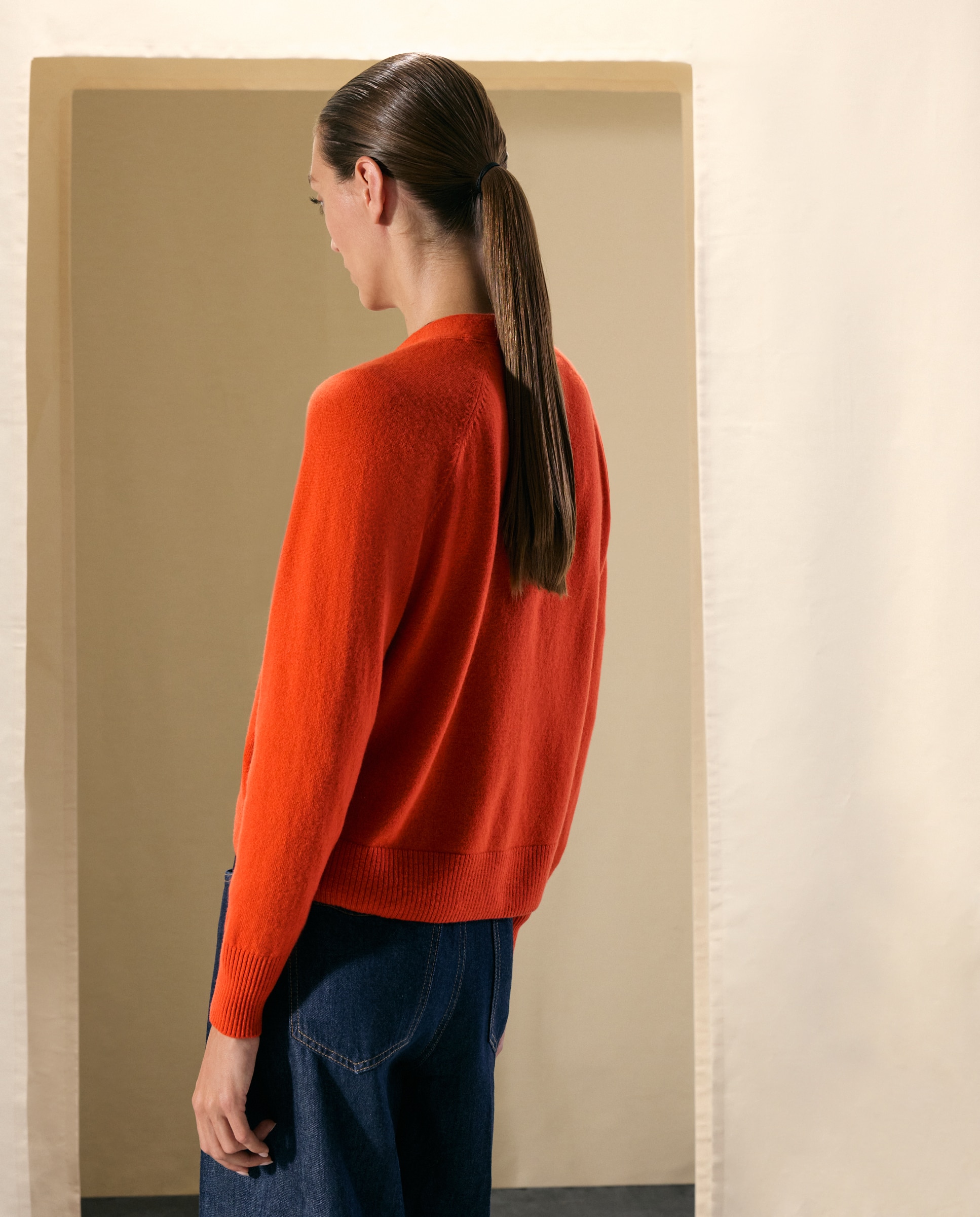 Chaqueta básica de punto de mujer con lana cashmere - Woman El Corte Inglés - 660 Naranja 660 Naranja-3