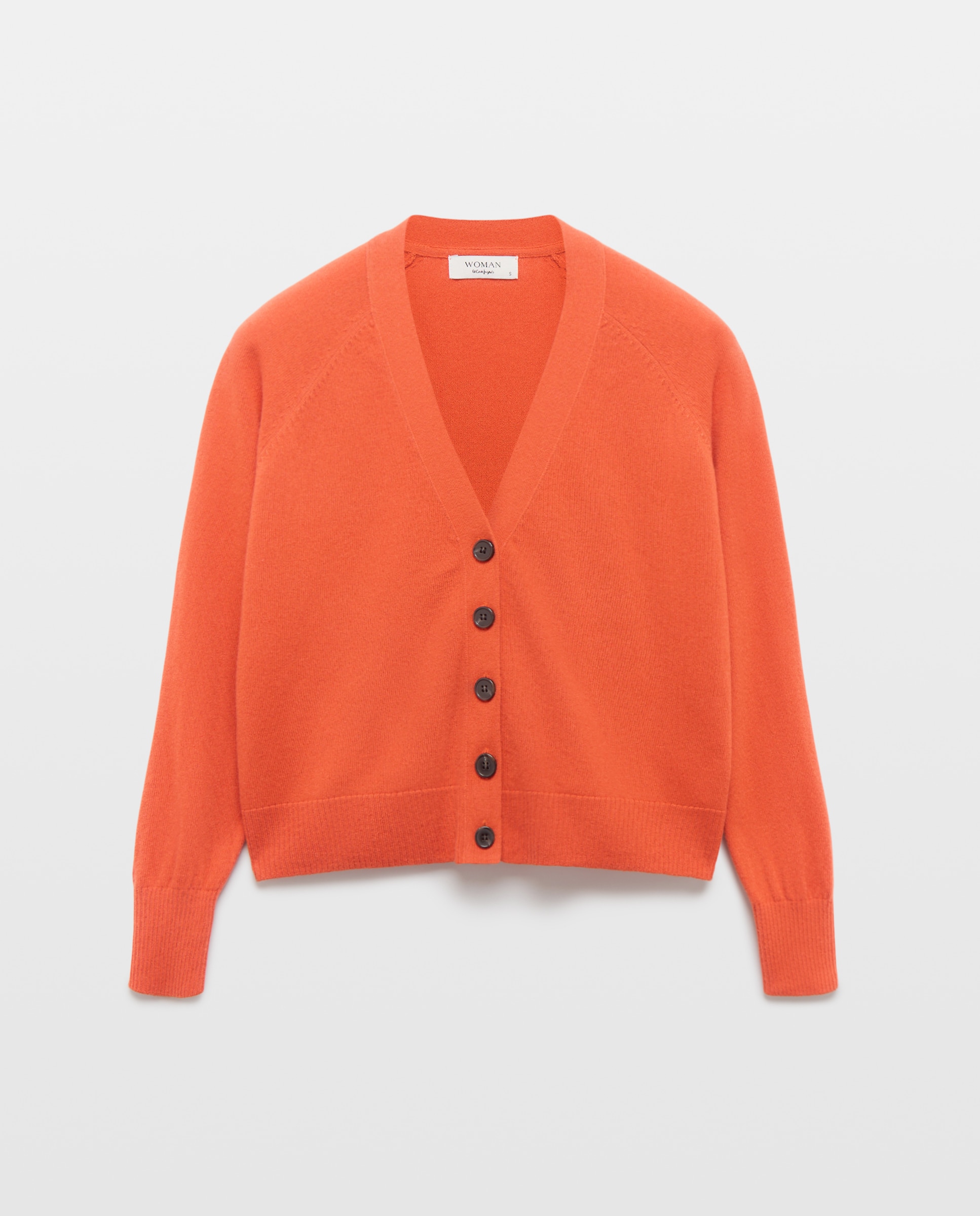 Chaqueta básica de punto de mujer con lana cashmere - Woman El Corte Inglés - 660 Naranja 660 Naranja-4