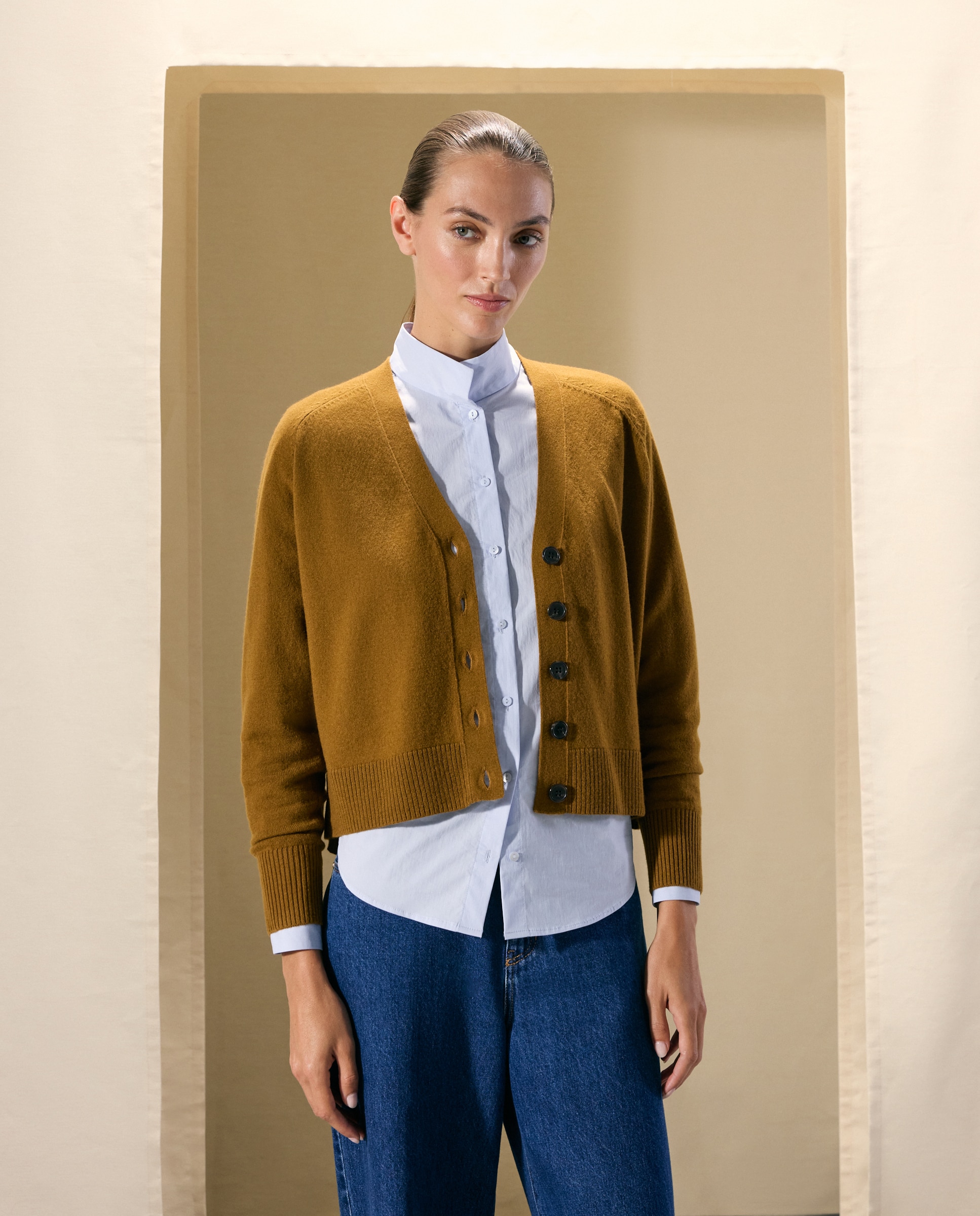 Chaqueta básica de punto de mujer con lana cashmere - Woman El Corte Inglés - 740 Tabaco 740 Tabaco-1