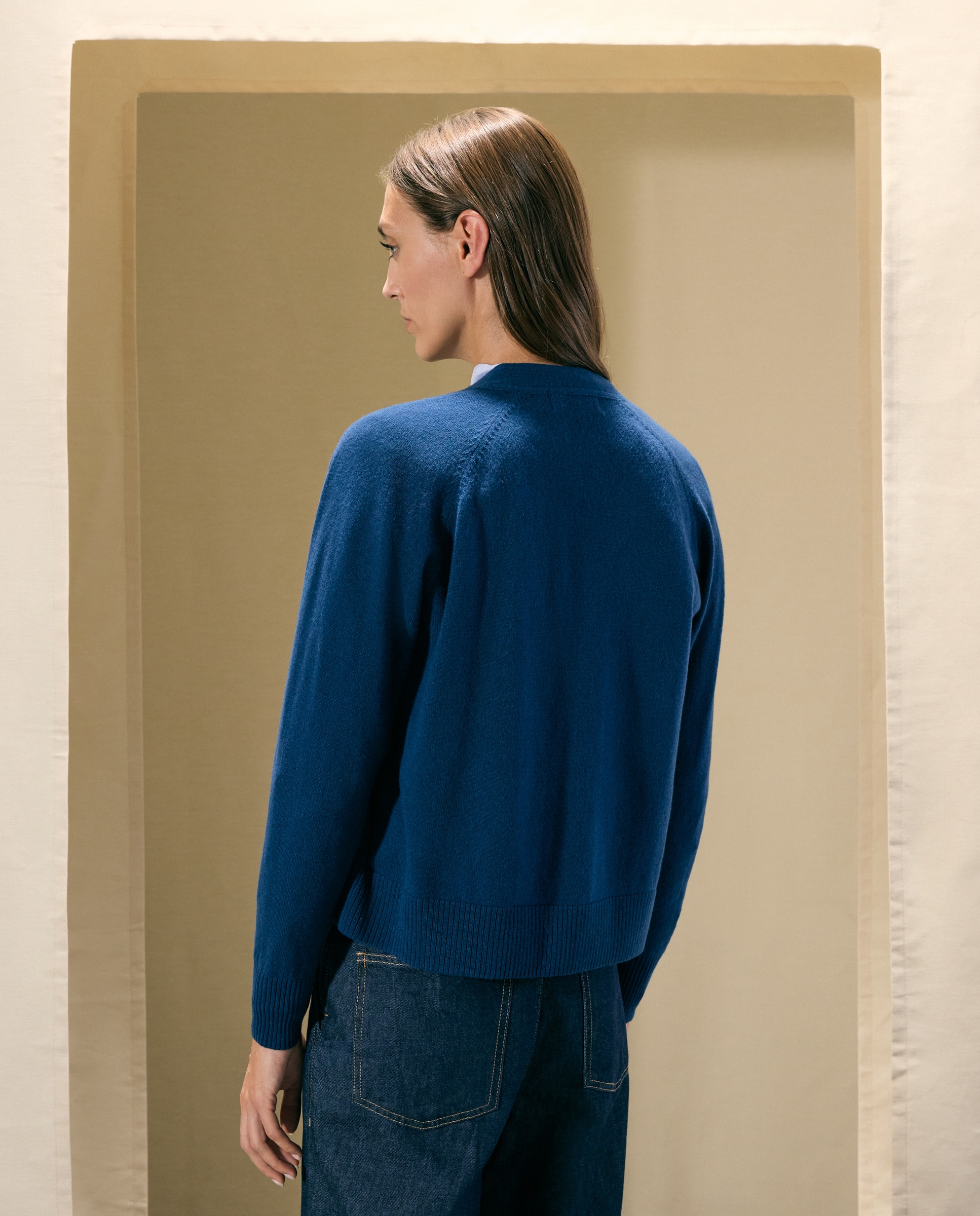 Chaqueta básica de punto de mujer con lana cashmere - Woman El Corte Inglés - Azul oscuro Azul oscuro-2