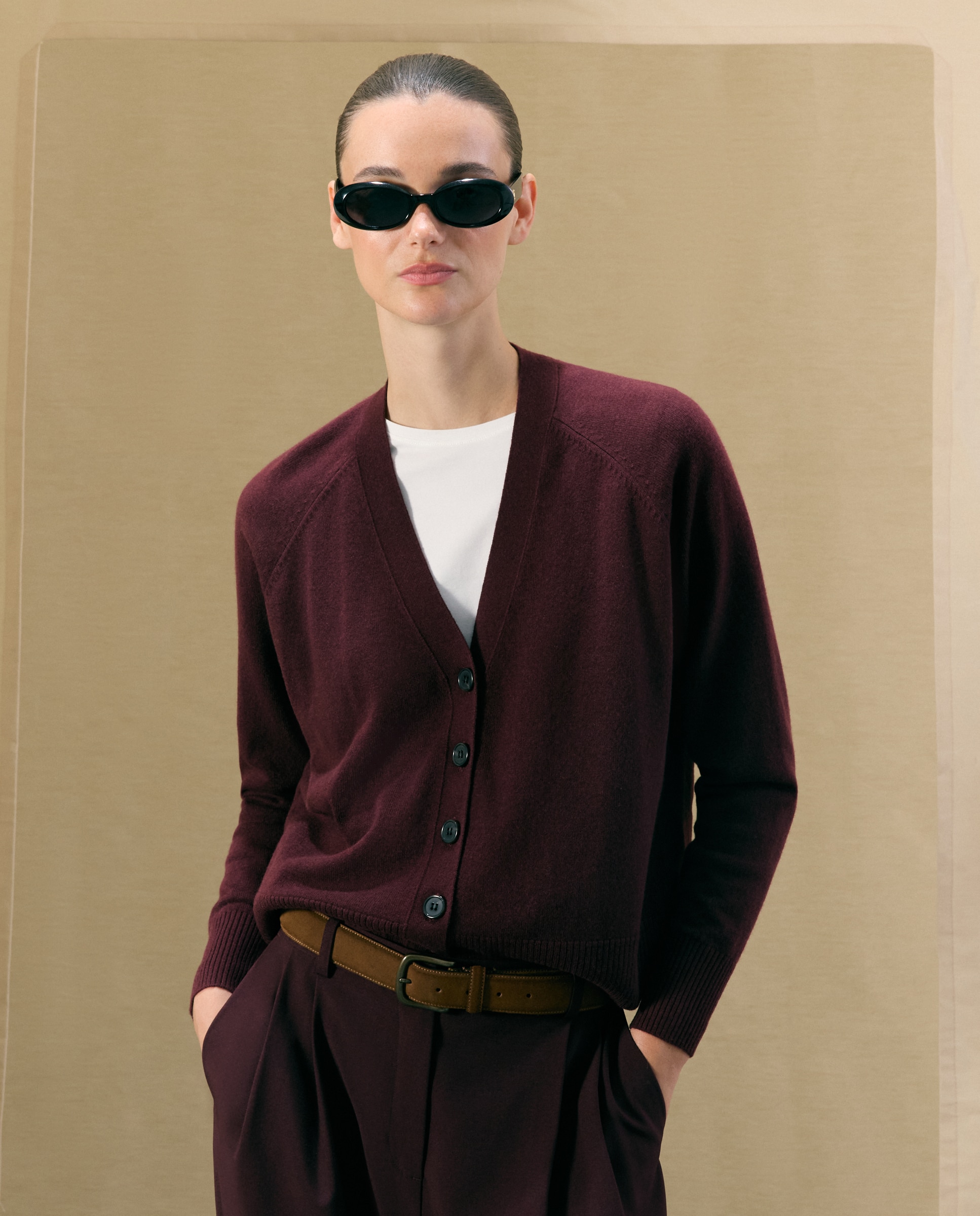 Chaqueta básica de punto de mujer con lana cashmere - Woman El Corte Inglés - 291 Berenjena 291 Berenjena-2