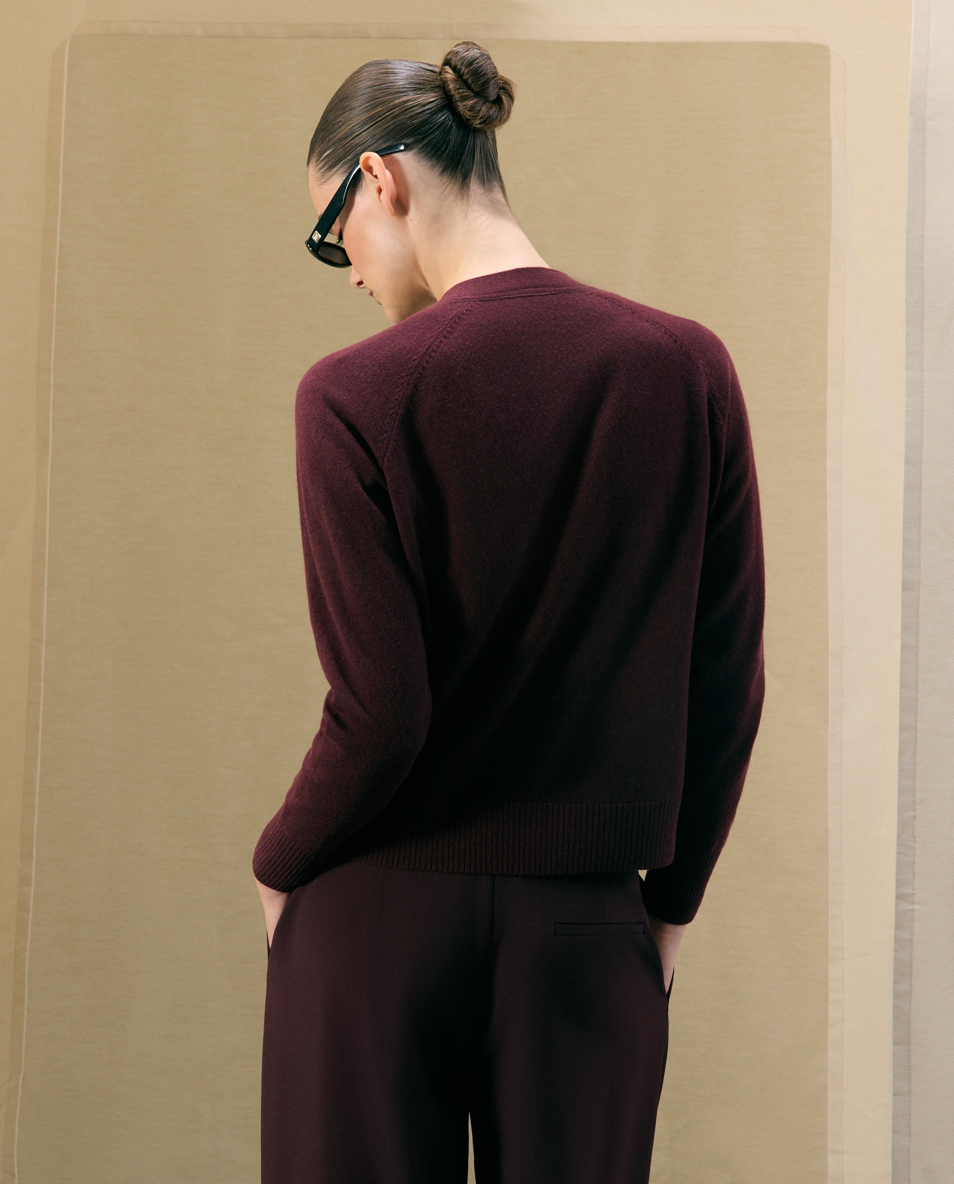 Chaqueta básica de punto de mujer con lana cashmere - Woman El Corte Inglés - 291 Berenjena 291 Berenjena-3