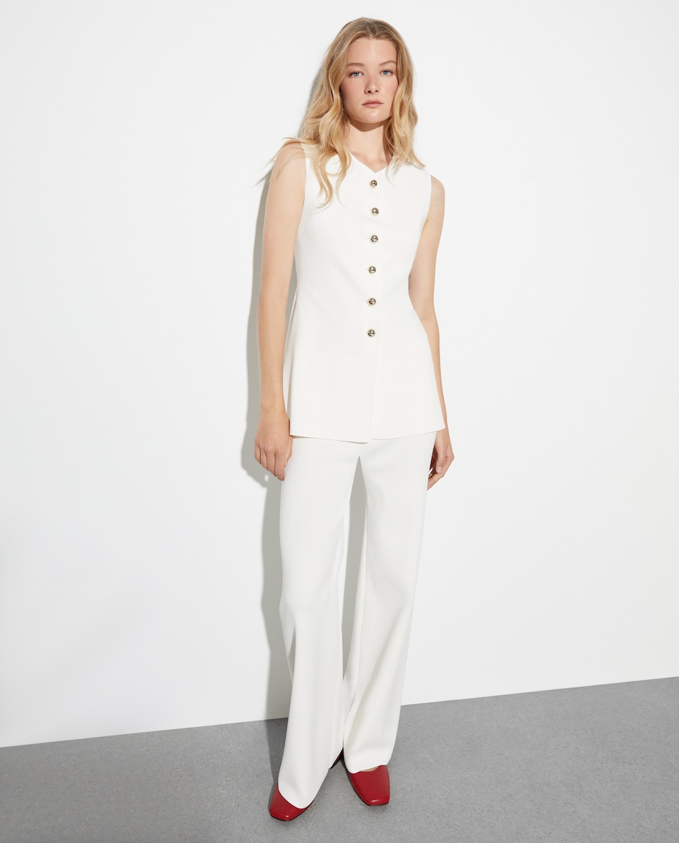 Calças Lisas de Viscose 120 Cru-1