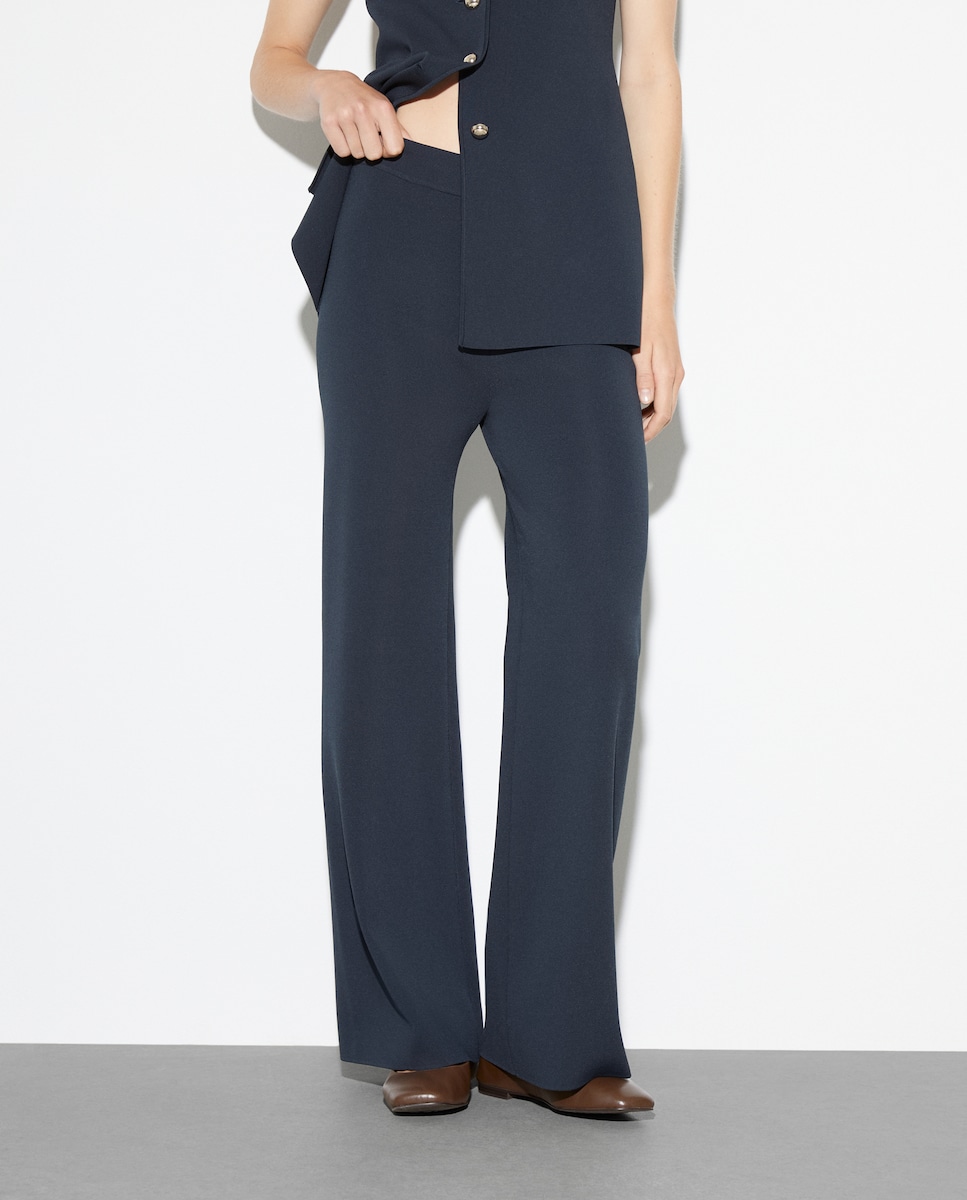 Calças Lisas de Viscose 530 Verde Escuro-2