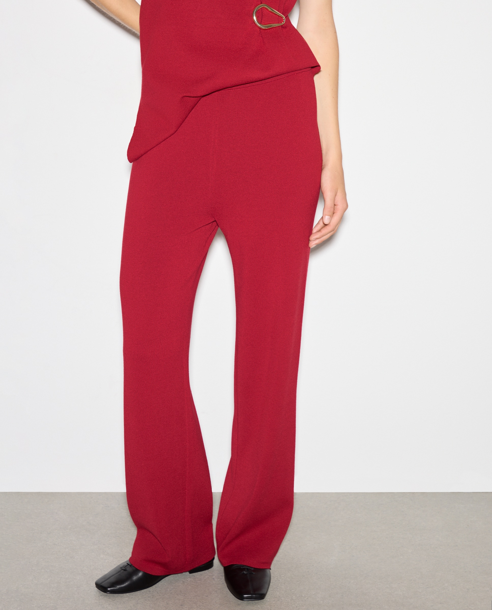 Calças regular de malha Bordeaux-2