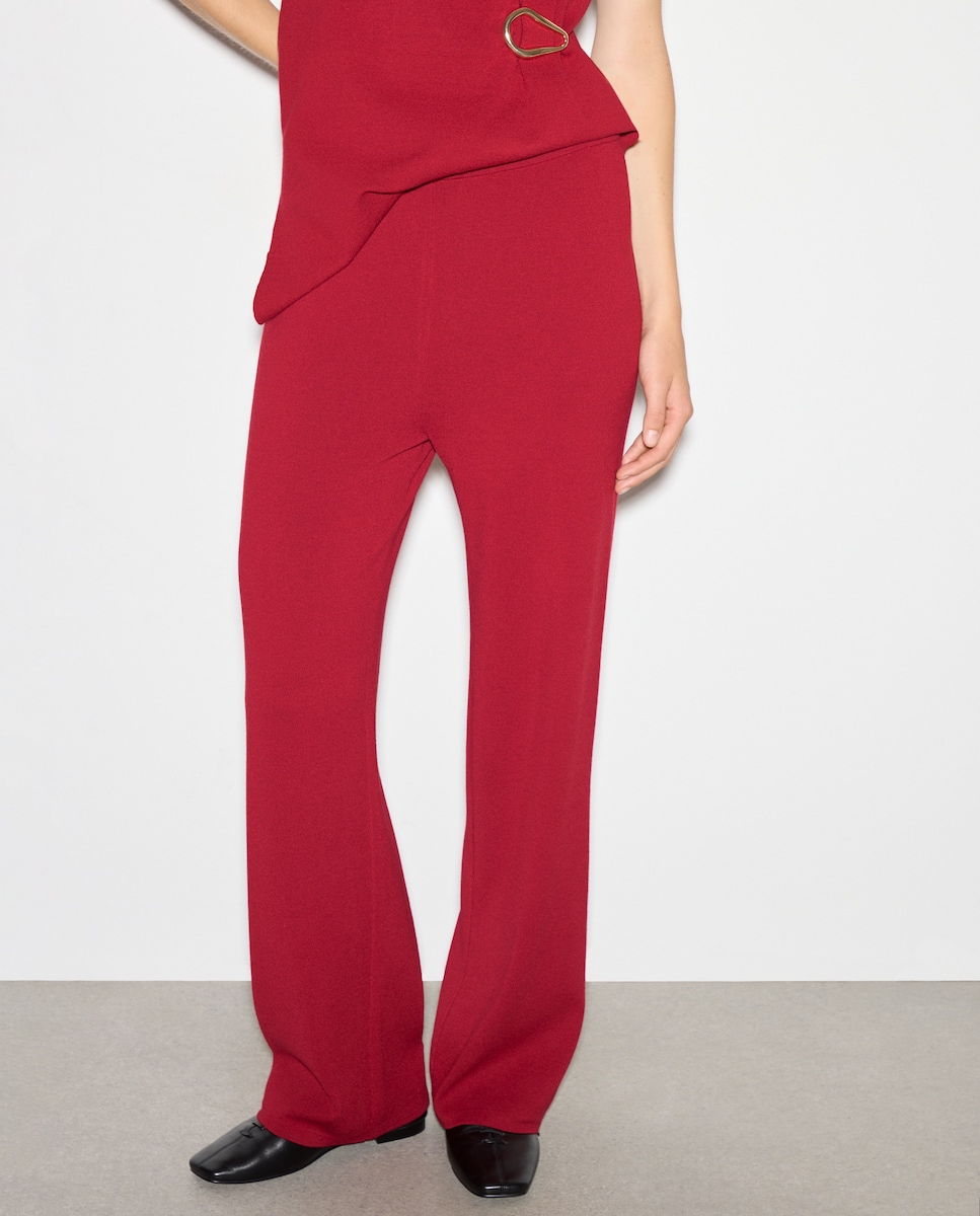 Calças regular de malha Bordeaux-2