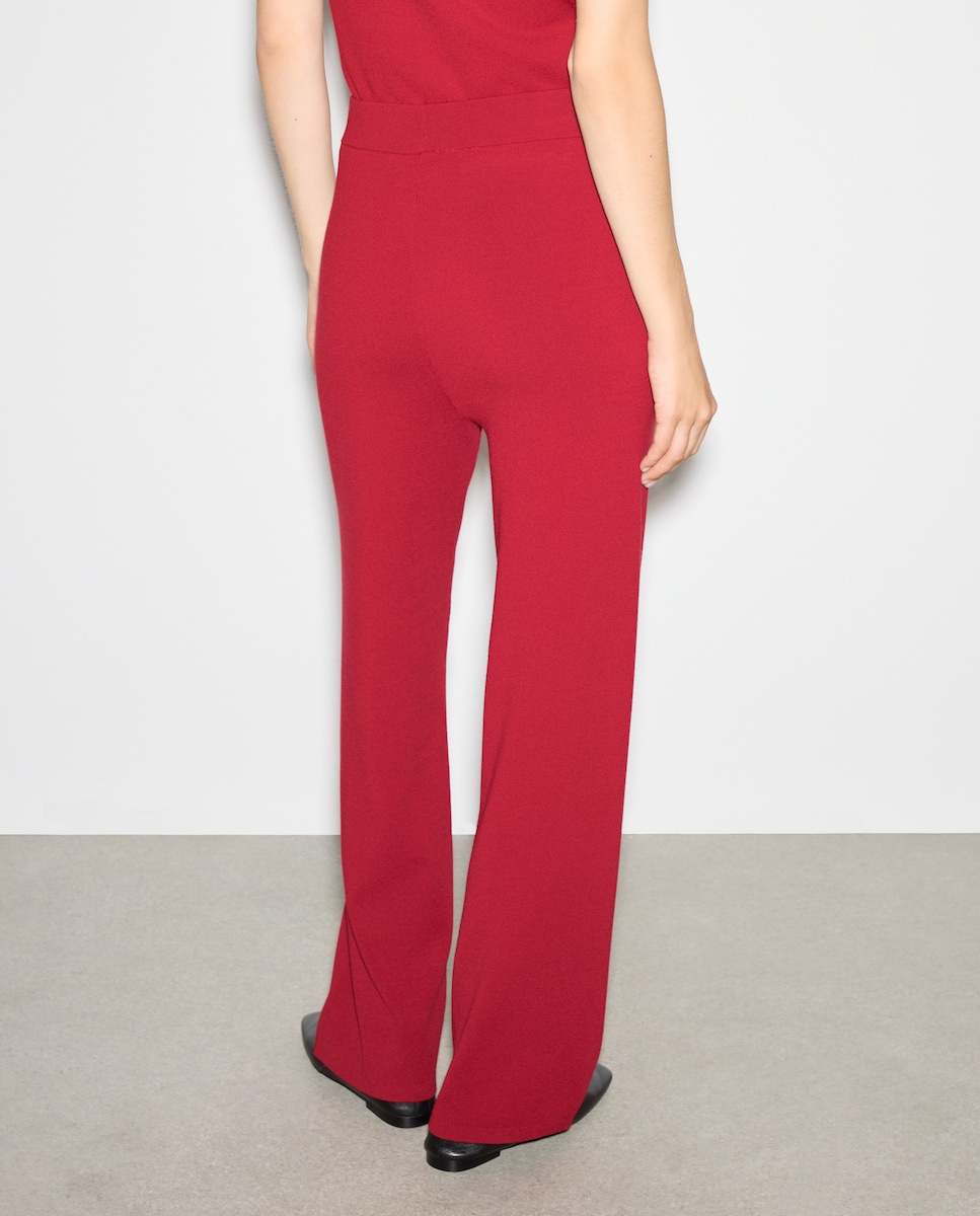 Calças regular de malha Bordeaux-3