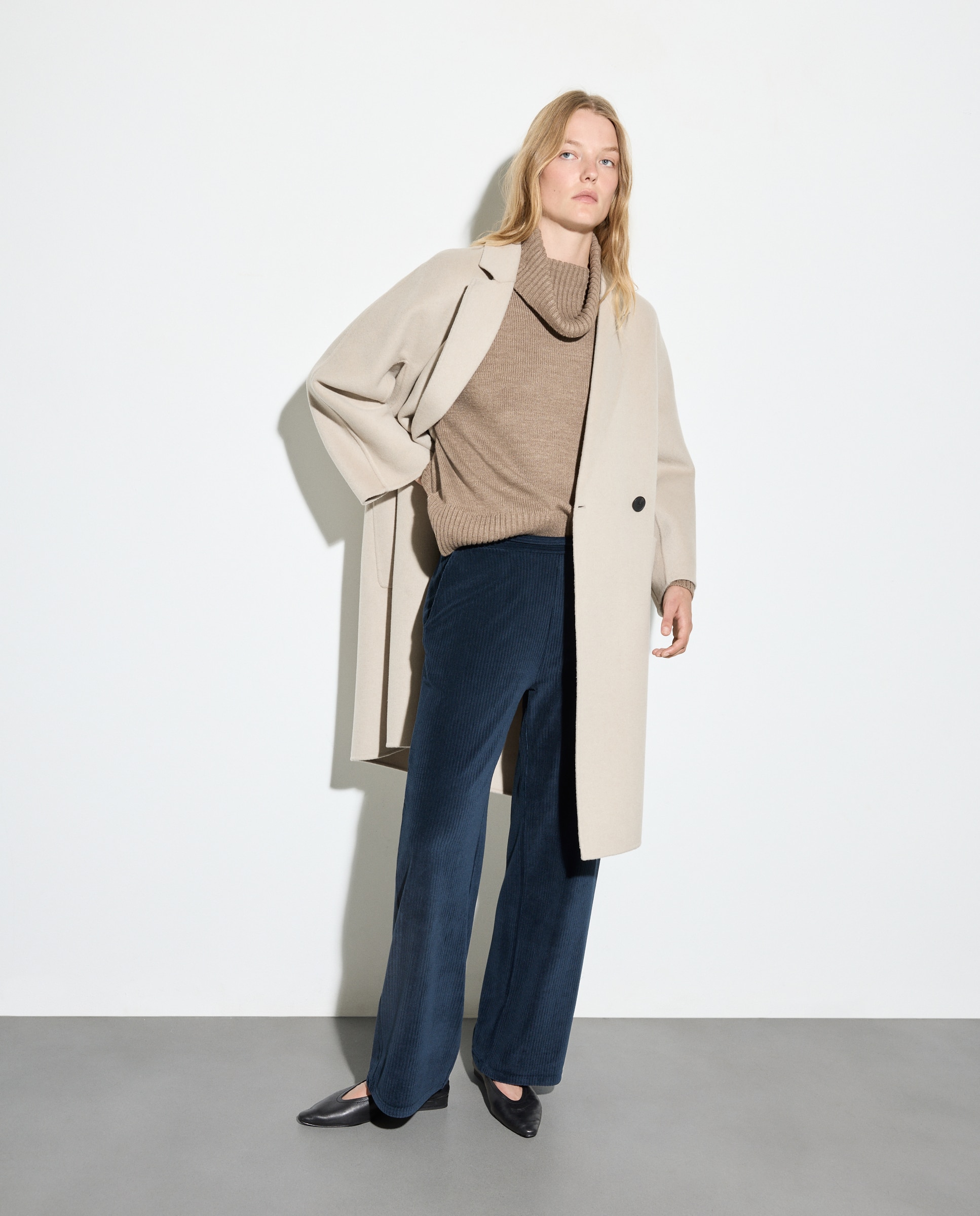 Calças de Bombazina Azul-marinho-1