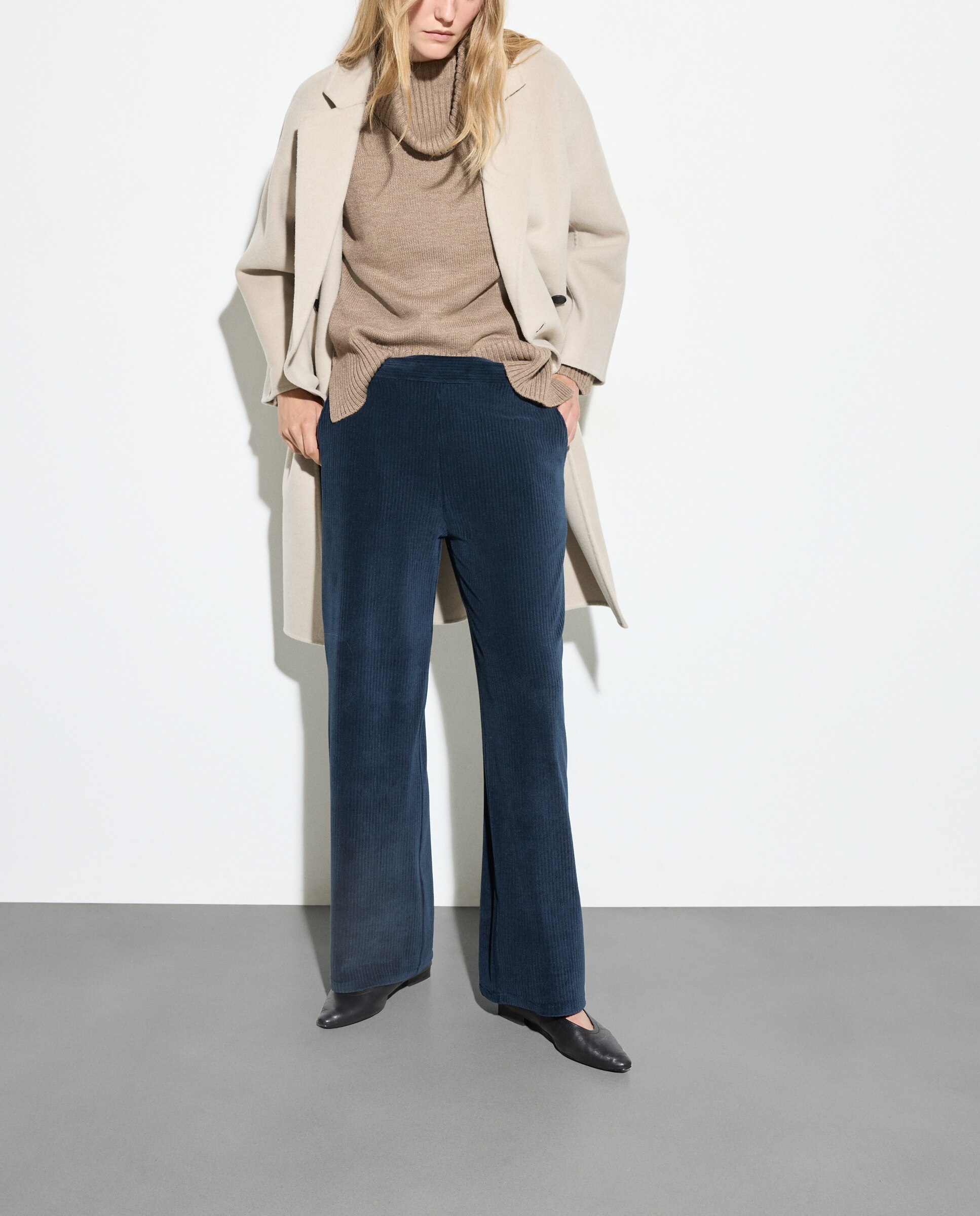 Calças de Bombazina Azul-marinho-2