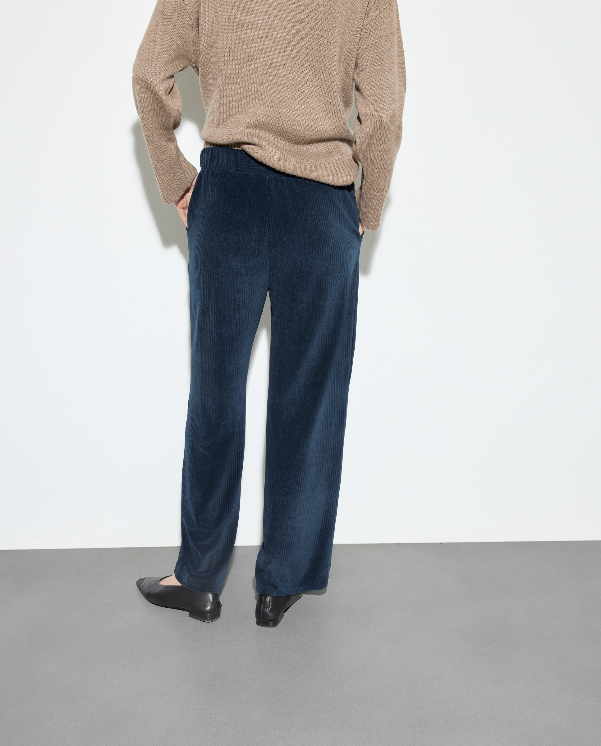 Calças de Bombazina Azul-marinho-3